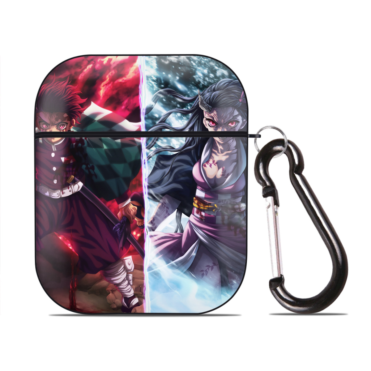 （画像用） 鬼滅の刃（きめつのやいば）竈門 炭治郎／かまど たんじろう Kamado Tanjirou AirPods 第2世代保護ケース ハードシェル ブラック 耐衝撃・防指紋・カラビナ付き