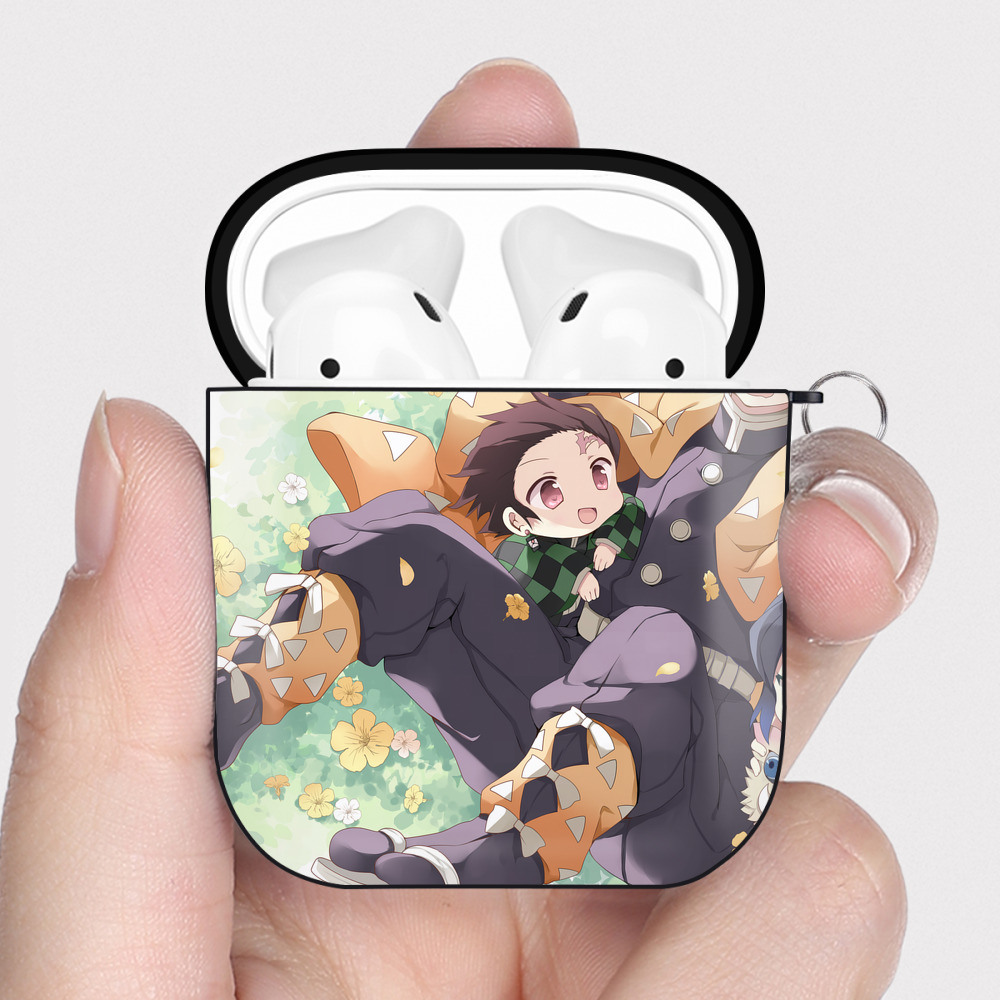 （画像用） 鬼滅の刃（きめつのやいば）竈門 炭治郎／かまど たんじろう Kamado Tanjirou AirPods 第2世代保護ケース ハードシェル ブラック 耐衝撃・防指紋・カラビナ付き