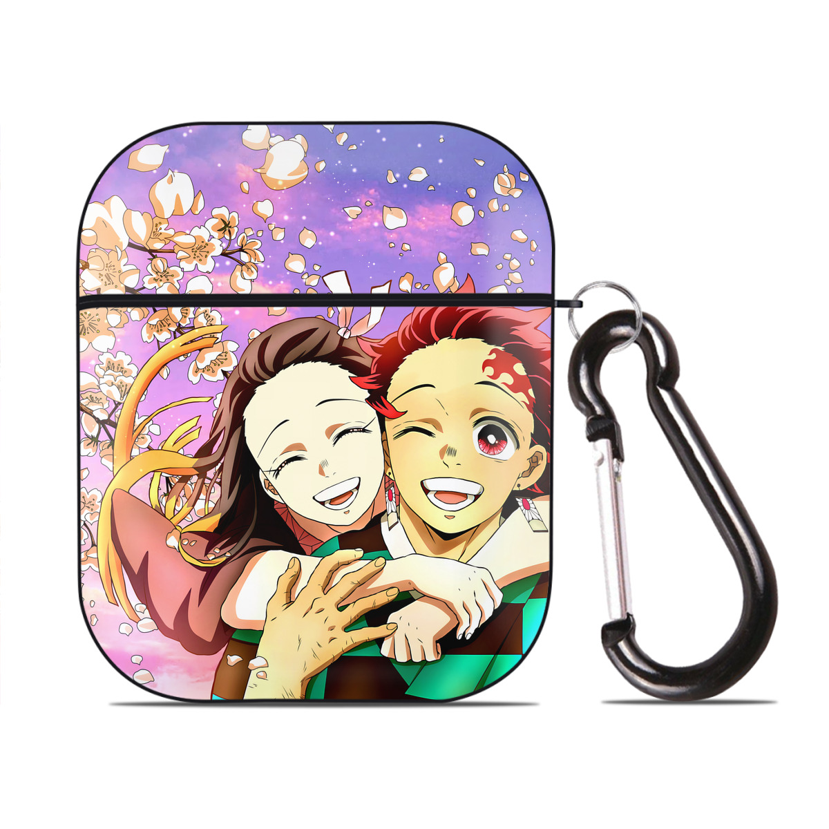 （画像用） 鬼滅の刃（きめつのやいば）竈門 炭治郎／かまど たんじろう Kamado Tanjirou AirPods 第2世代保護ケース ハードシェル ブラック 耐衝撃・防指紋・カラビナ付き