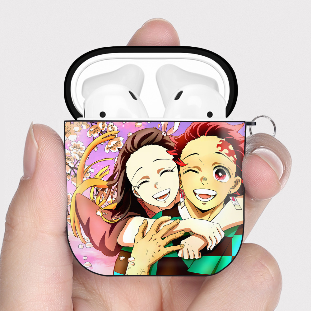 （画像用） 鬼滅の刃（きめつのやいば）竈門 炭治郎／かまど たんじろう Kamado Tanjirou AirPods 第2世代保護ケース ハードシェル ブラック 耐衝撃・防指紋・カラビナ付き