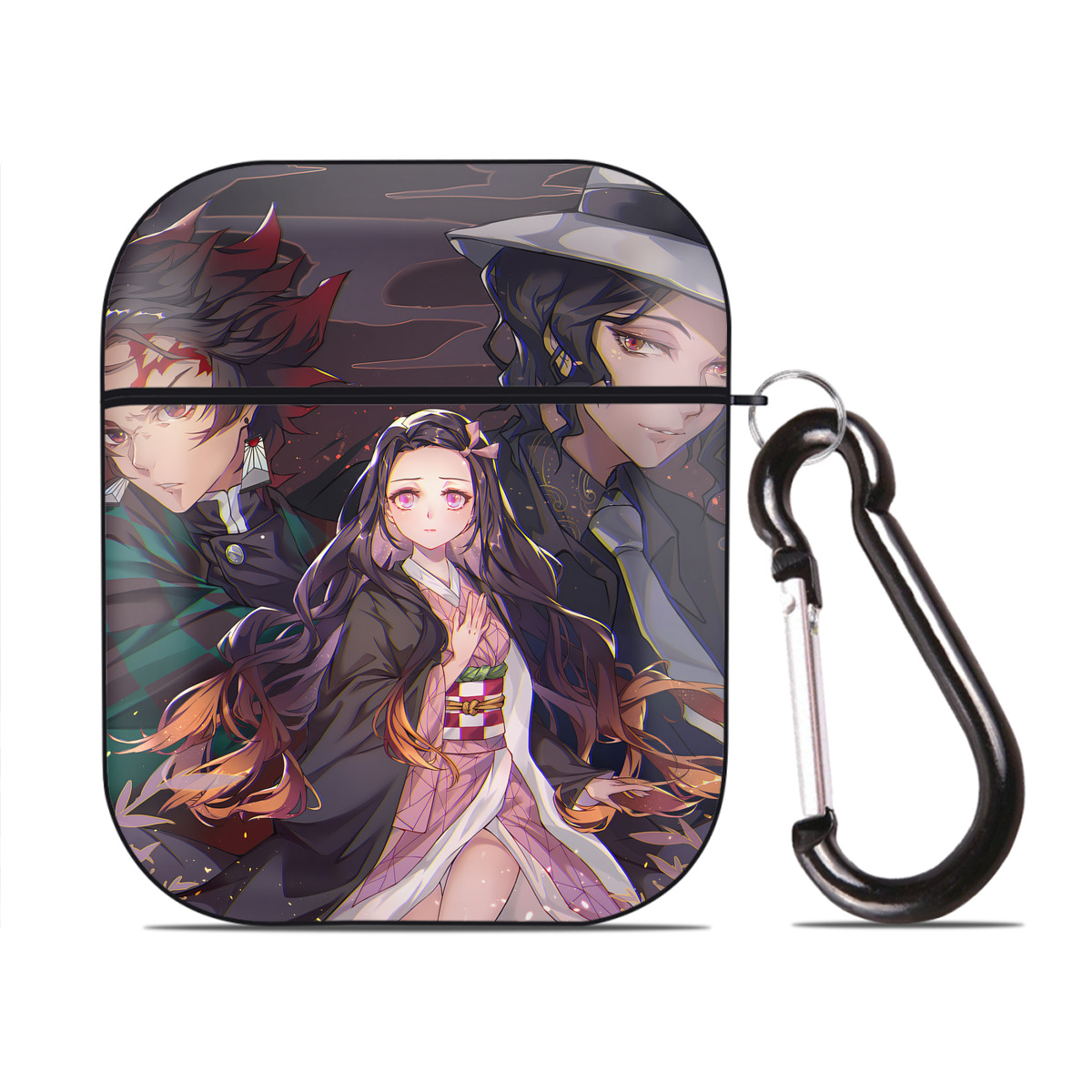 （画像用） 鬼滅の刃（きめつのやいば）竈門 炭治郎／かまど たんじろう Kamado Tanjirou AirPods 第2世代保護ケース ハードシェル ブラック 耐衝撃・防指紋・カラビナ付き