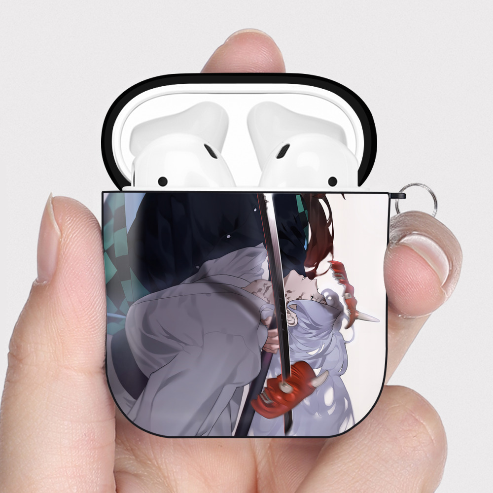 （画像用） 鬼滅の刃（きめつのやいば）竈門 炭治郎／かまど たんじろう Kamado Tanjirou AirPods 第2世代保護ケース ハードシェル ブラック 耐衝撃・防指紋・カラビナ付き