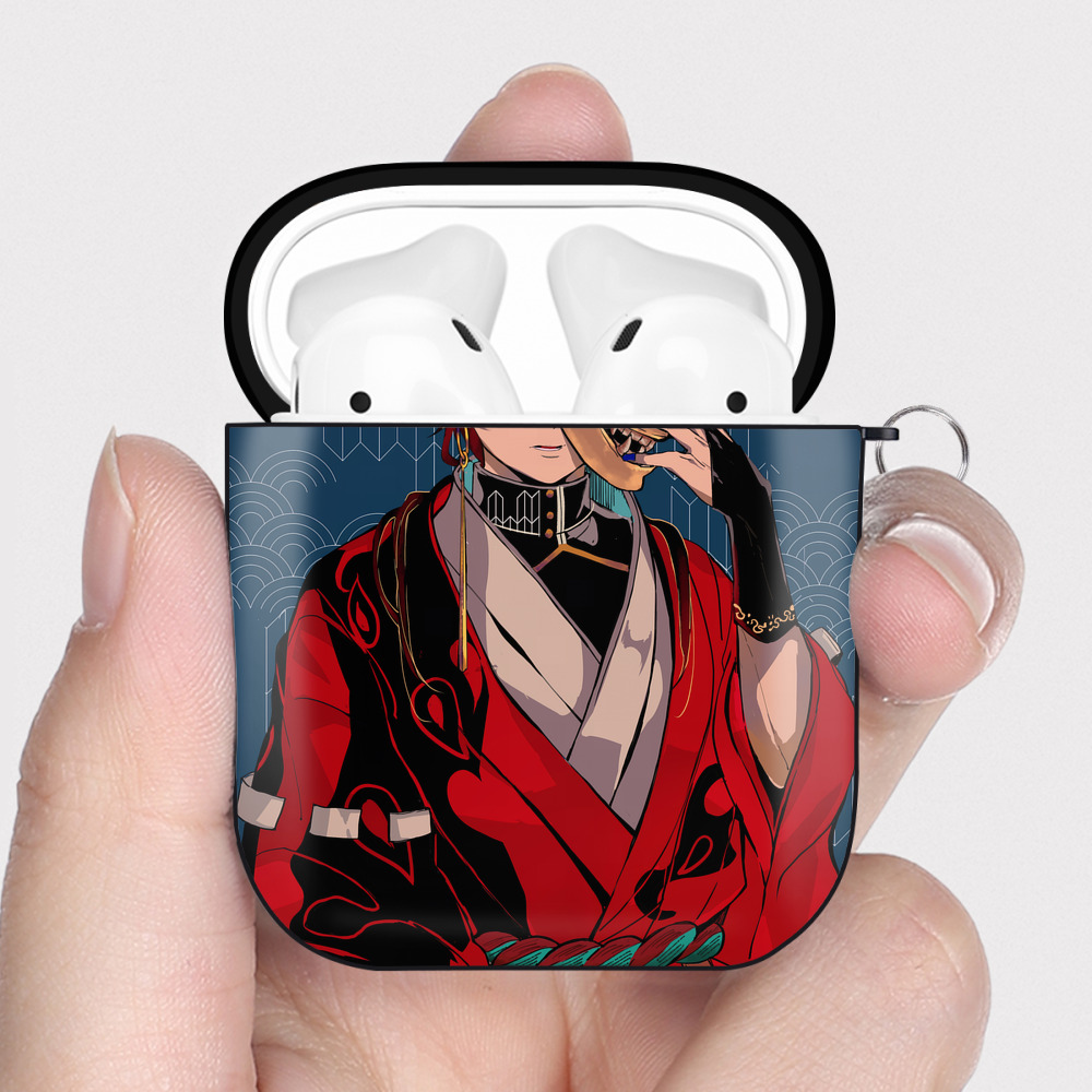 （画像用） 鬼滅の刃（きめつのやいば）竈門 炭治郎／かまど たんじろう Kamado Tanjirou AirPods 第2世代保護ケース ハードシェル ブラック 耐衝撃・防指紋・カラビナ付き