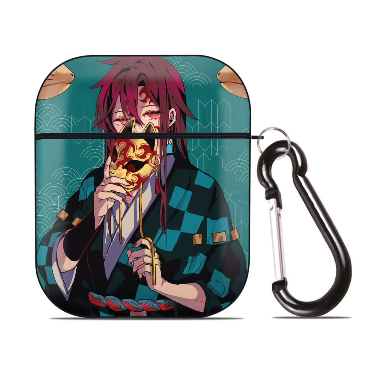 （画像用） 鬼滅の刃（きめつのやいば）竈門 炭治郎／かまど たんじろう Kamado Tanjirou AirPods 第2世代保護ケース ハードシェル ブラック 耐衝撃・防指紋・カラビナ付き