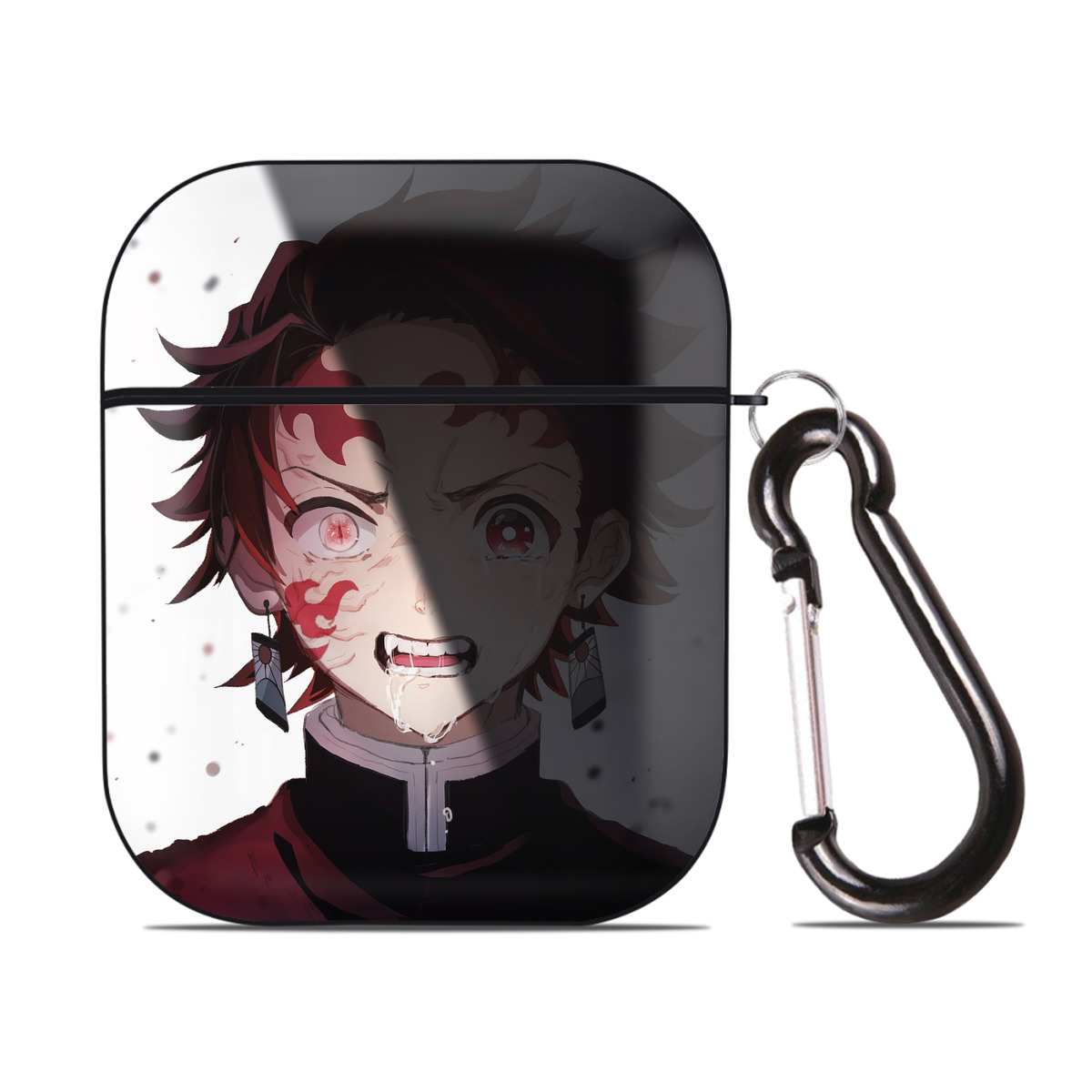 （画像用） 鬼滅の刃（きめつのやいば）竈門 炭治郎／かまど たんじろう Kamado Tanjirou AirPods 第2世代保護ケース ハードシェル ブラック 耐衝撃・防指紋・カラビナ付き