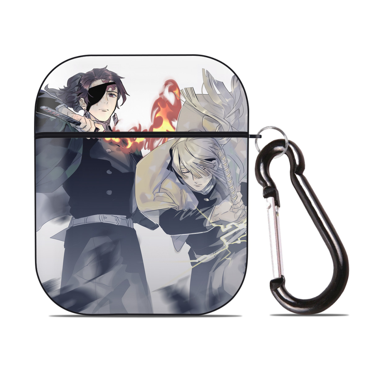 （画像用） 鬼滅の刃（きめつのやいば）竈門 炭治郎／かまど たんじろう Kamado Tanjirou AirPods 第2世代保護ケース ハードシェル ブラック 耐衝撃・防指紋・カラビナ付き