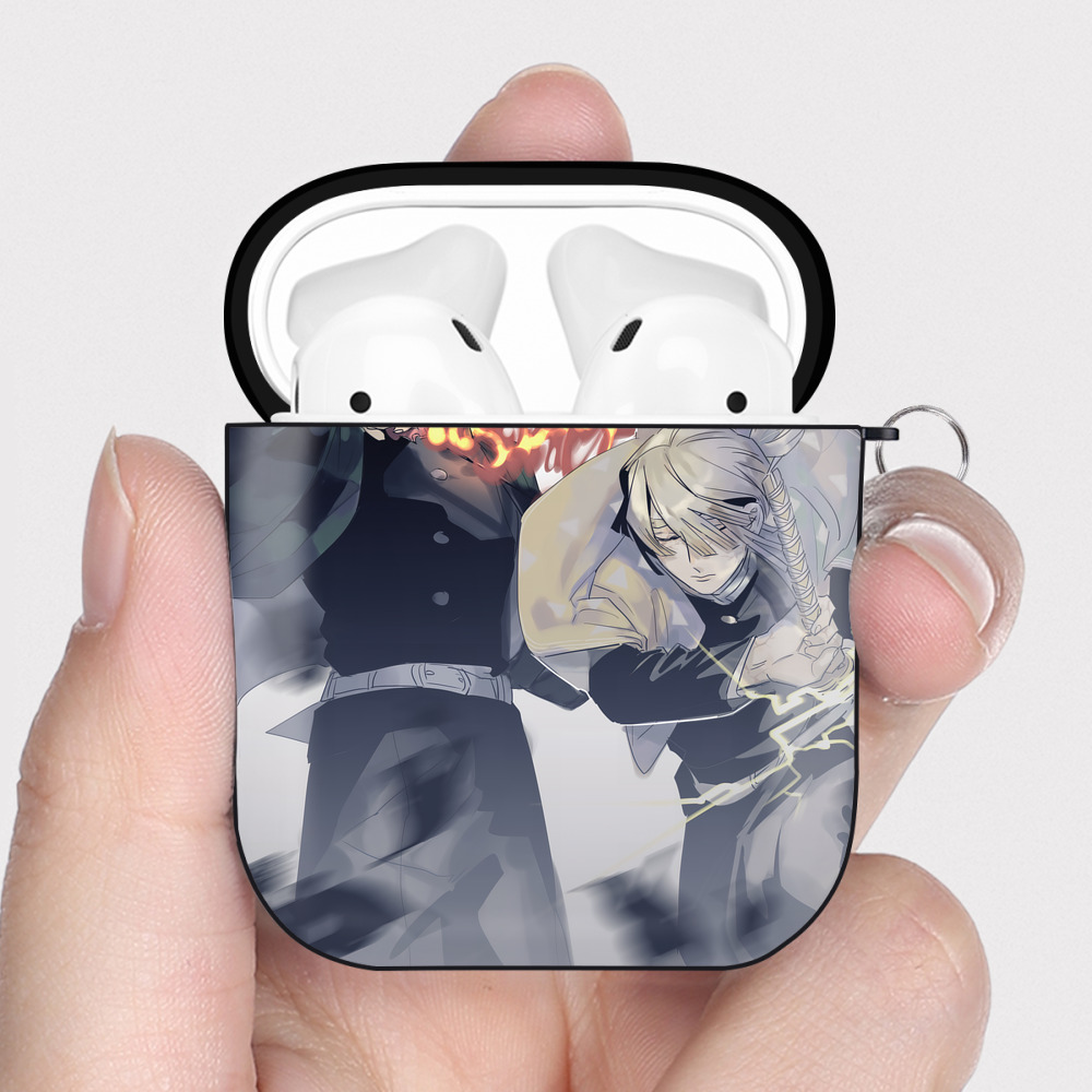 （画像用） 鬼滅の刃（きめつのやいば）竈門 炭治郎／かまど たんじろう Kamado Tanjirou AirPods 第2世代保護ケース ハードシェル ブラック 耐衝撃・防指紋・カラビナ付き