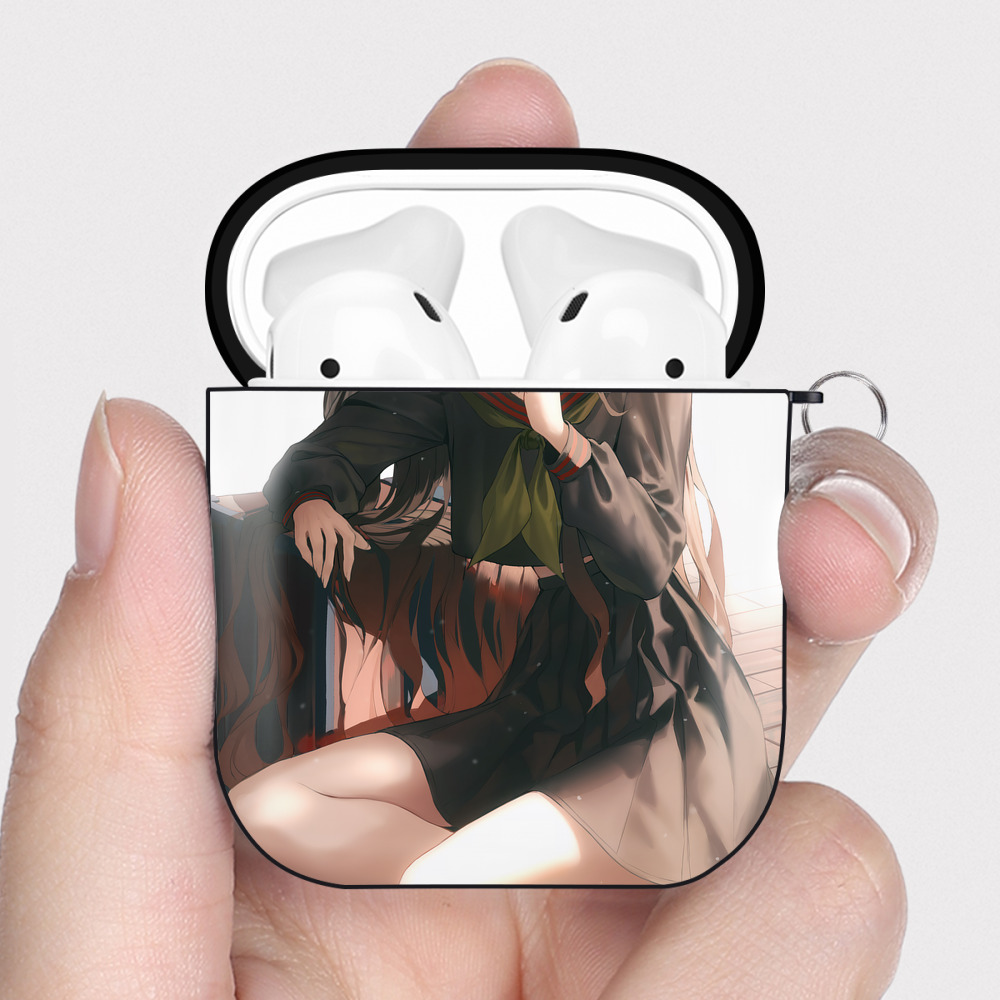 （画像用） 鬼滅の刃（きめつのやいば）竈門 禰󠄀豆子／かまど ねずこ Kamado Nezuko AirPods 第2世代保護ケース ハードシェル ブラック 耐衝撃・防指紋・カラビナ付き