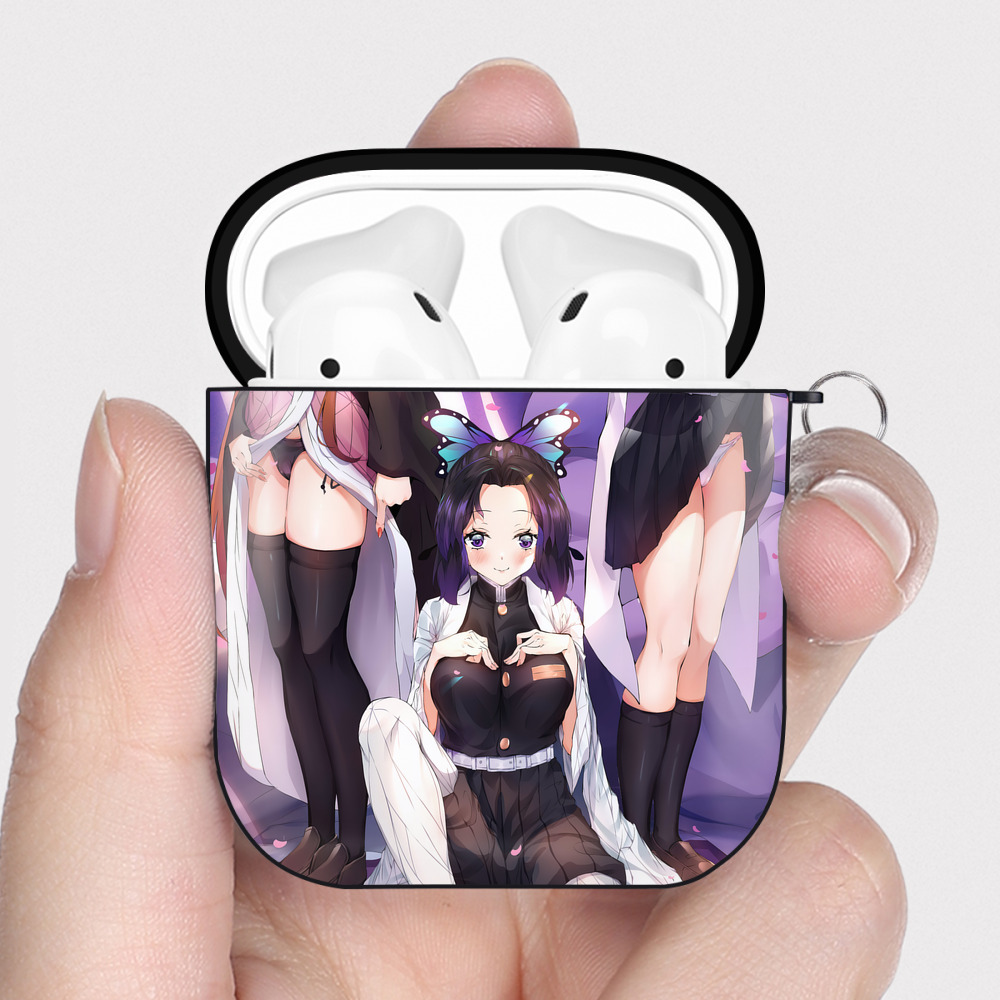 （画像用） 鬼滅の刃（きめつのやいば）竈門 禰󠄀豆子／かまど ねずこ Kamado Nezuko AirPods 第2世代保護ケース ハードシェル ブラック 耐衝撃・防指紋・カラビナ付き