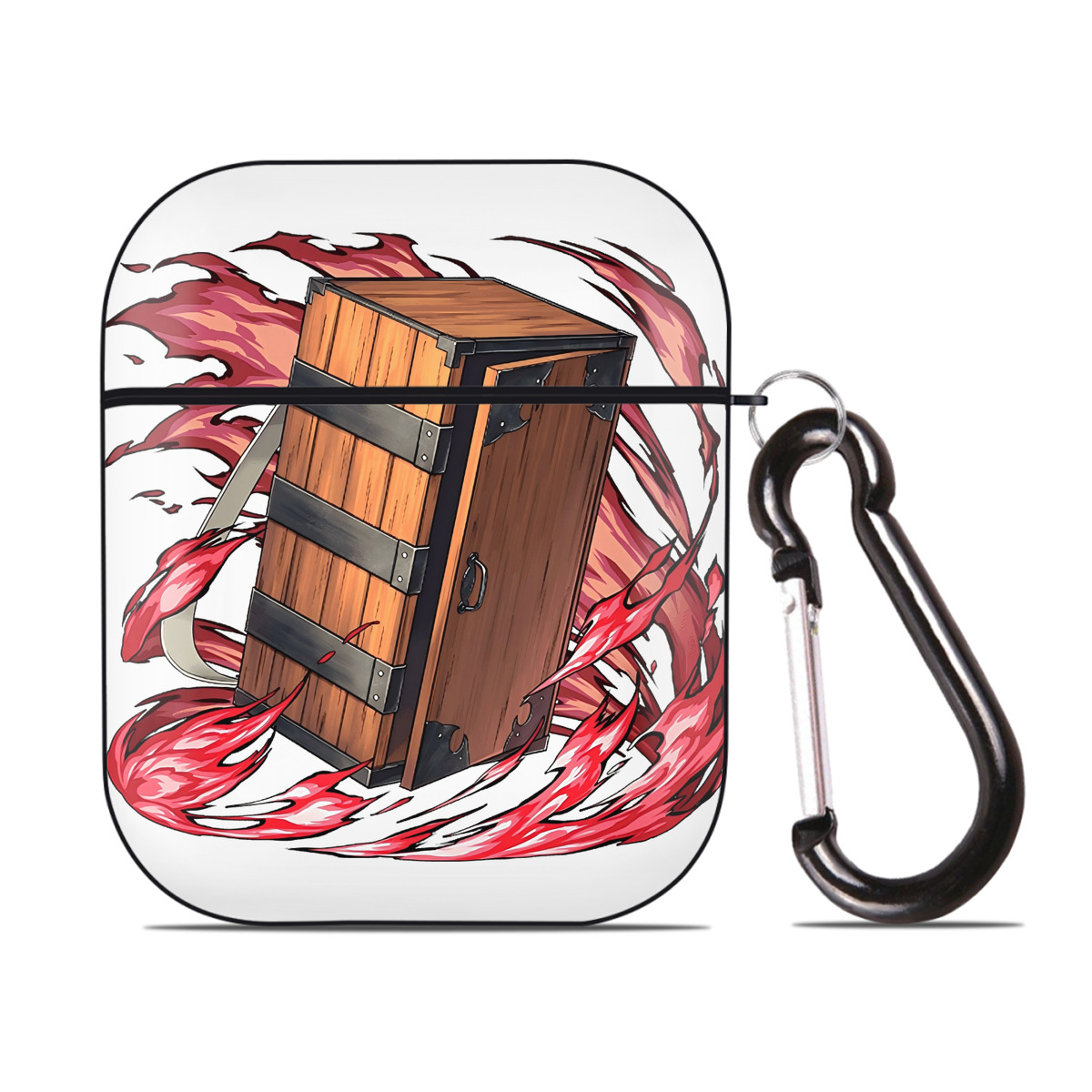 （画像用） 鬼滅の刃（きめつのやいば）竈門 禰󠄀豆子／かまど ねずこ Kamado Nezuko AirPods 第2世代保護ケース ハードシェル ブラック 耐衝撃・防指紋・カラビナ付き