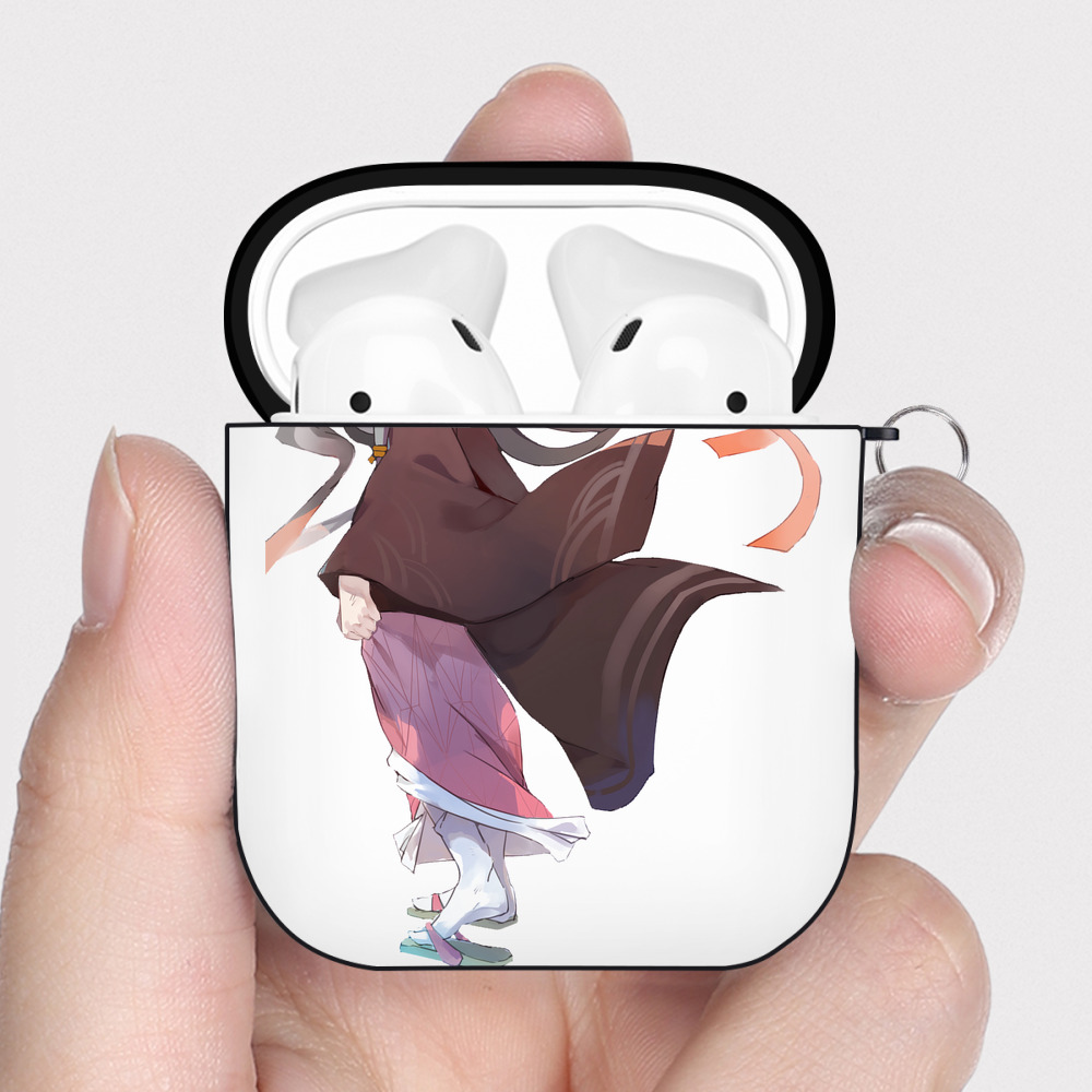 （画像用） 鬼滅の刃（きめつのやいば）竈門 禰󠄀豆子／かまど ねずこ Kamado Nezuko AirPods 第2世代保護ケース ハードシェル ブラック 耐衝撃・防指紋・カラビナ付き