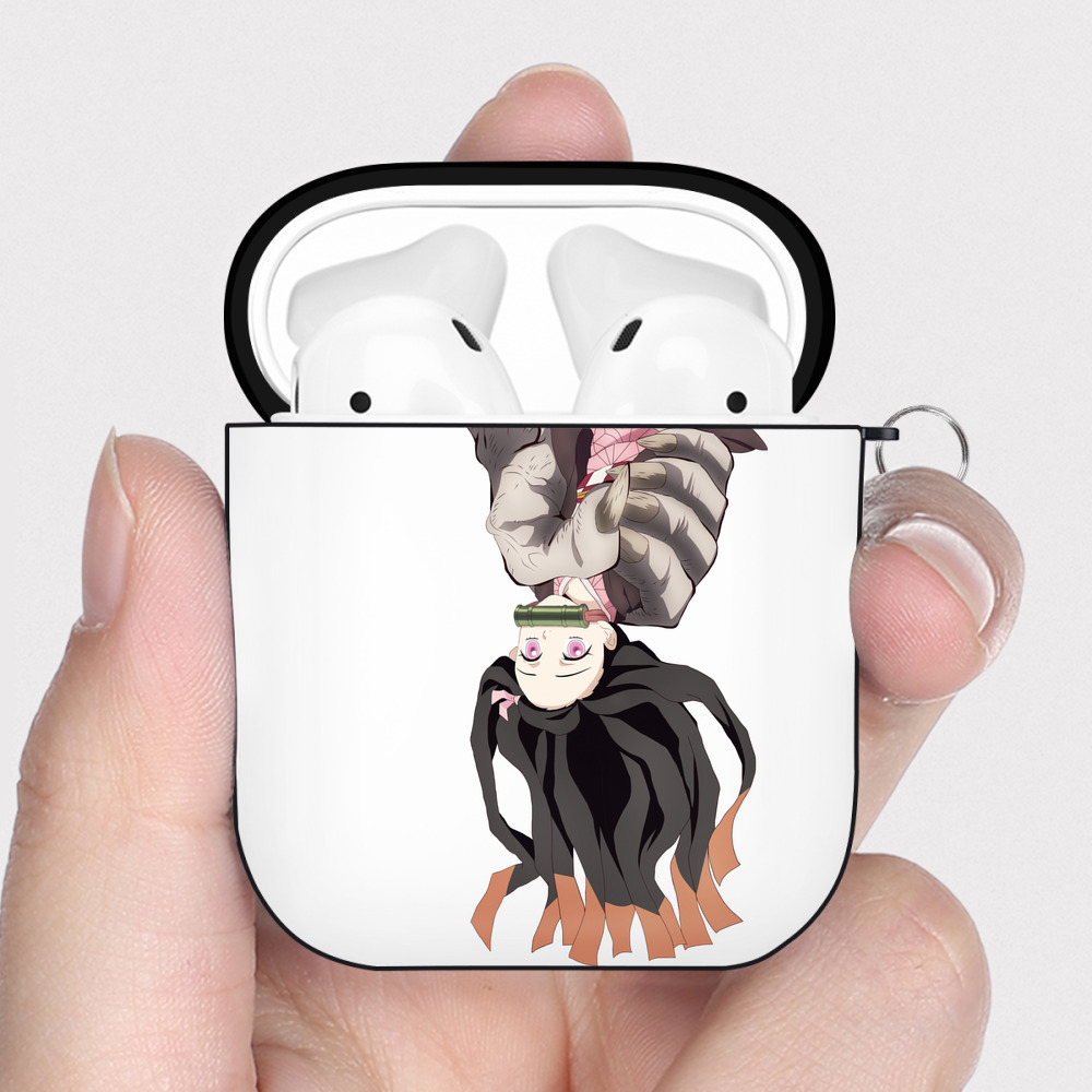 （画像用） 鬼滅の刃（きめつのやいば）竈門 禰󠄀豆子／かまど ねずこ Kamado Nezuko AirPods 第2世代保護ケース ハードシェル ブラック 耐衝撃・防指紋・カラビナ付き