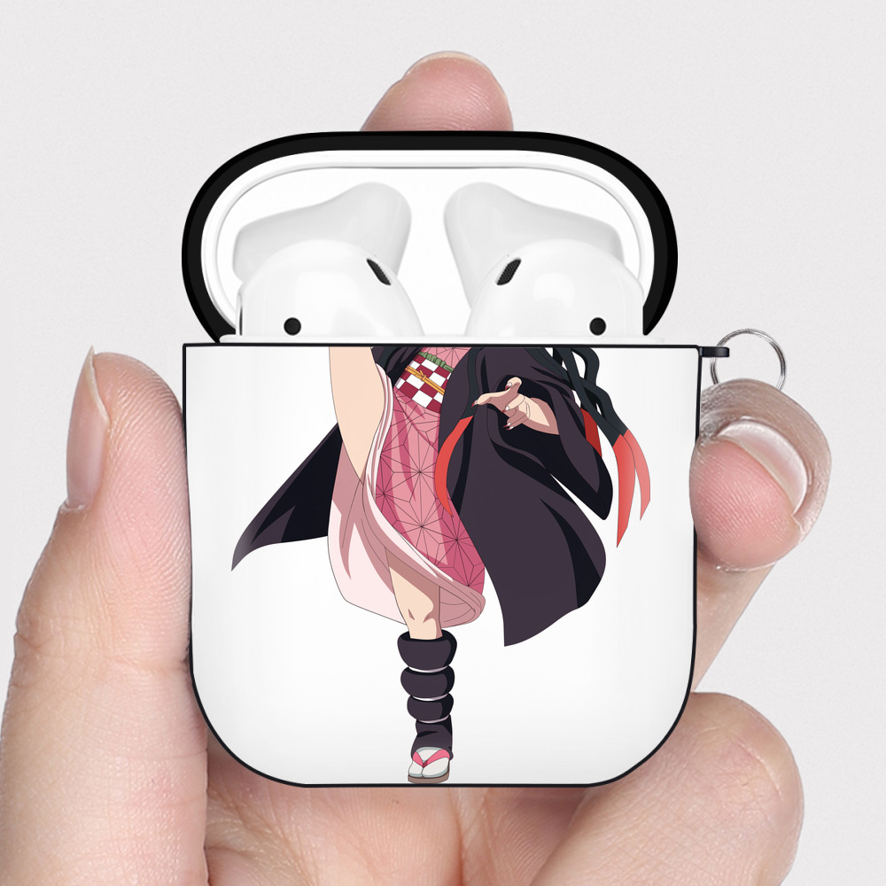 （画像用） 鬼滅の刃（きめつのやいば）竈門 禰󠄀豆子／かまど ねずこ Kamado Nezuko AirPods 第2世代保護ケース ハードシェル ブラック 耐衝撃・防指紋・カラビナ付き