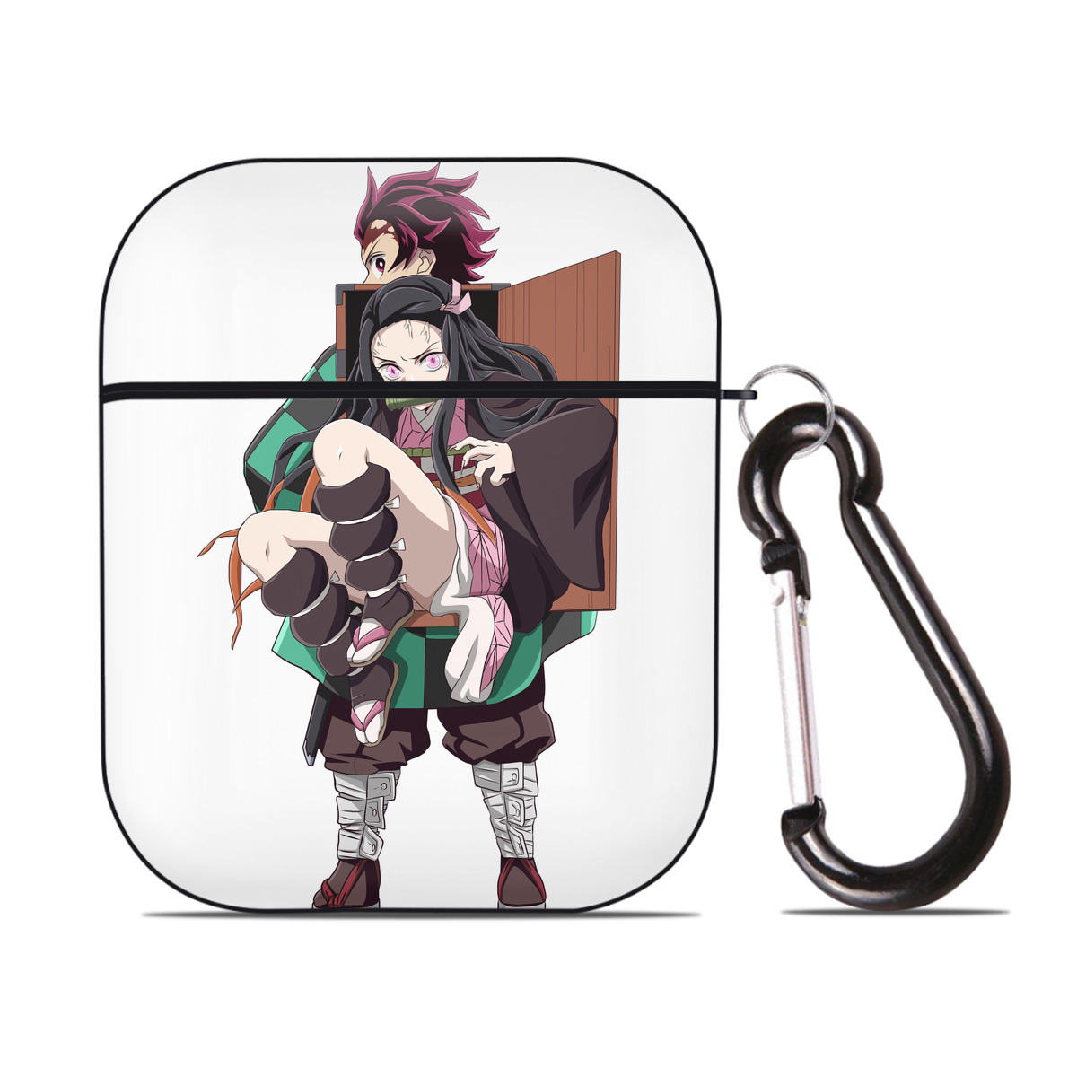 （画像用） 鬼滅の刃（きめつのやいば）竈門 禰󠄀豆子／かまど ねずこ Kamado Nezuko AirPods 第2世代保護ケース ハードシェル ブラック 耐衝撃・防指紋・カラビナ付き