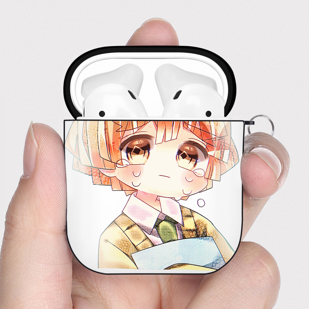 （画像用） 鬼滅の刃（きめつのやいば）我妻 善逸／あがつま ぜんいつ Agatsuma Zenitsu AirPods 第2世代保護ケース ハードシェル ブラック 耐衝撃・防指紋・カラビナ付き