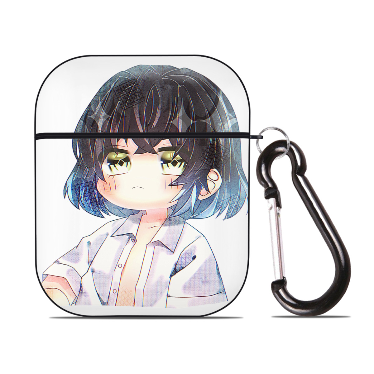 （画像用） 鬼滅の刃（きめつのやいば）嘴平 伊之助／はしびら いのすけ Hashibira Inosuke AirPods 第2世代保護ケース ハードシェル ブラック 耐衝撃・防指紋・カラビナ付き