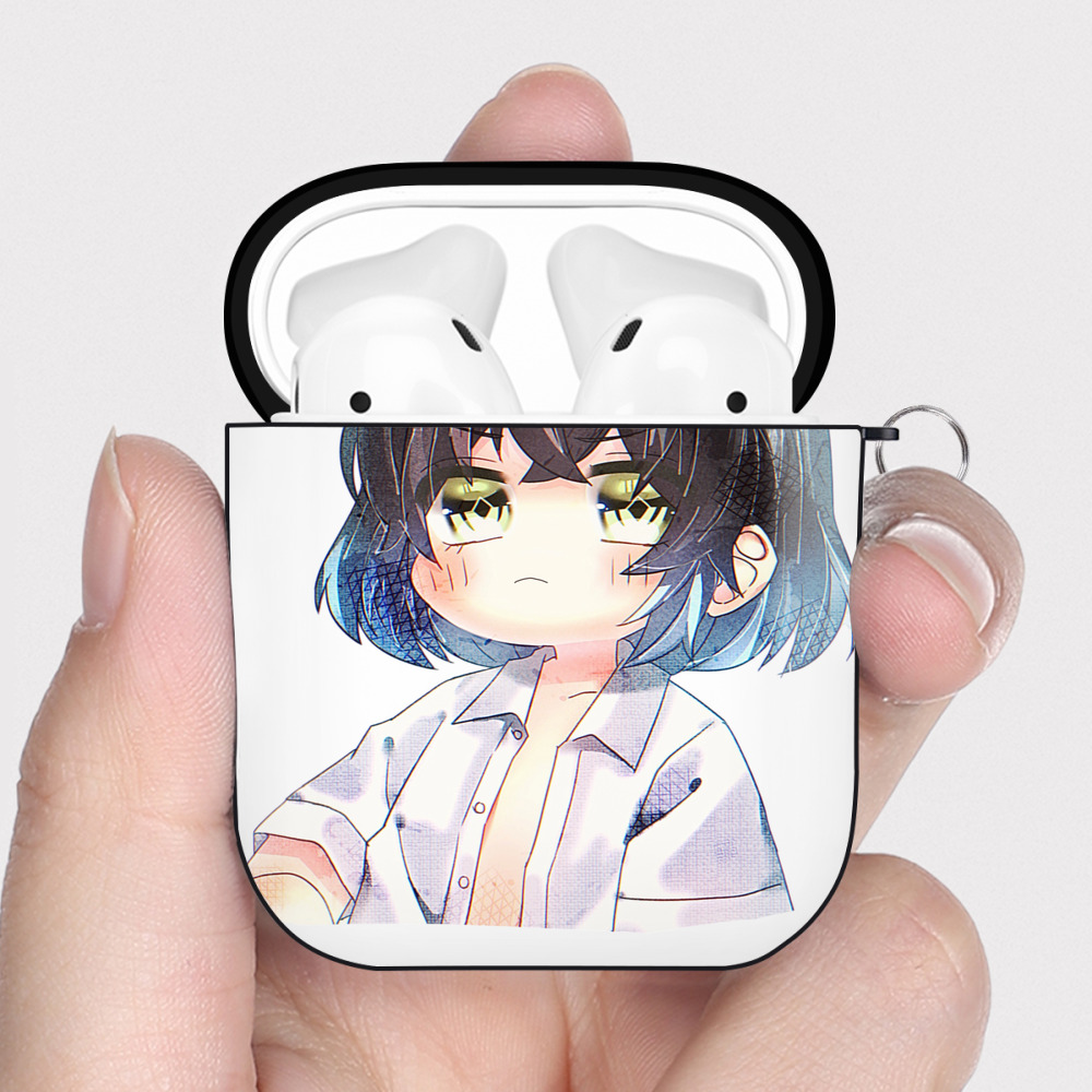 （画像用） 鬼滅の刃（きめつのやいば）嘴平 伊之助／はしびら いのすけ Hashibira Inosuke AirPods 第2世代保護ケース ハードシェル ブラック 耐衝撃・防指紋・カラビナ付き