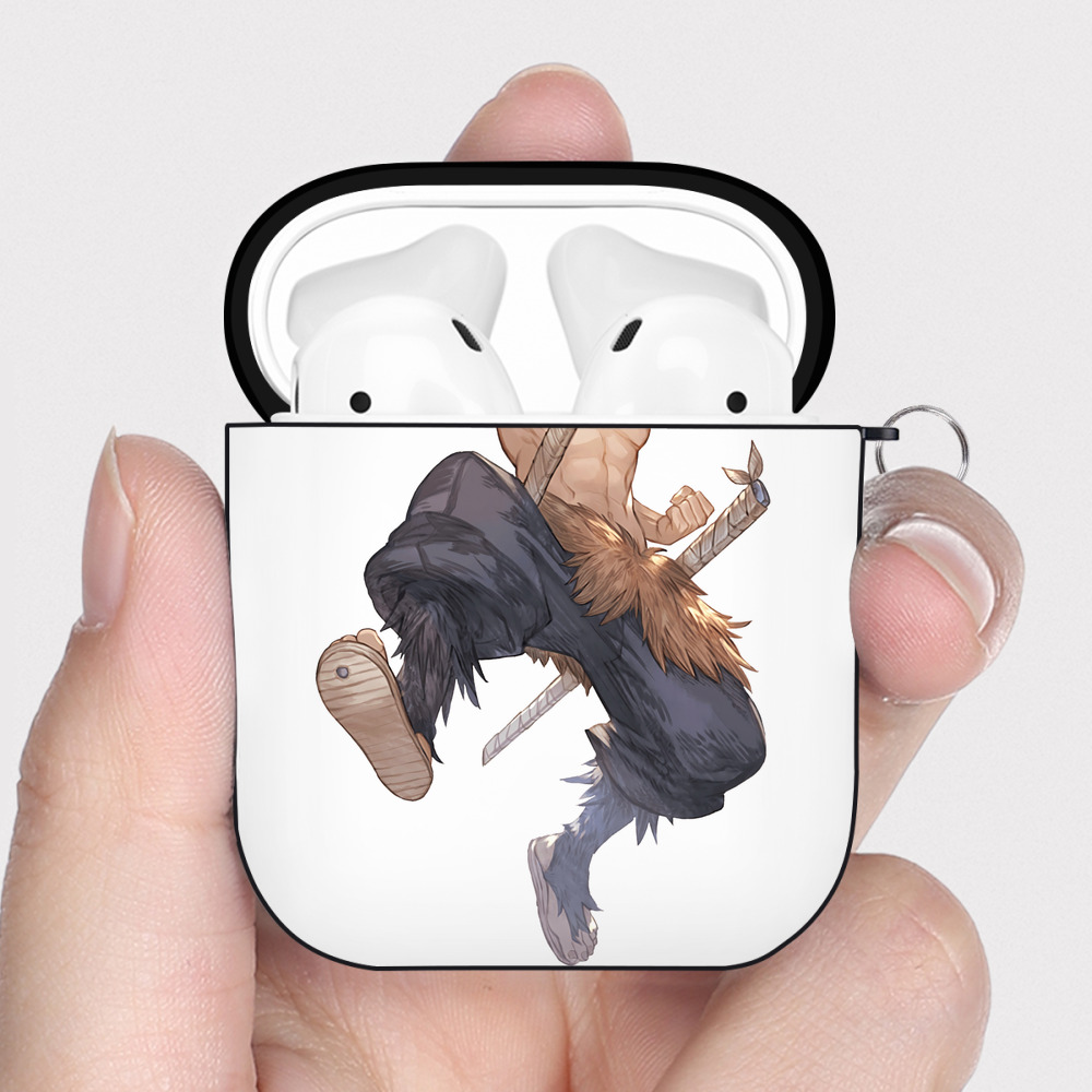 （画像用） 鬼滅の刃（きめつのやいば）嘴平 伊之助／はしびら いのすけ Hashibira Inosuke AirPods 第2世代保護ケース ハードシェル ブラック 耐衝撃・防指紋・カラビナ付き
