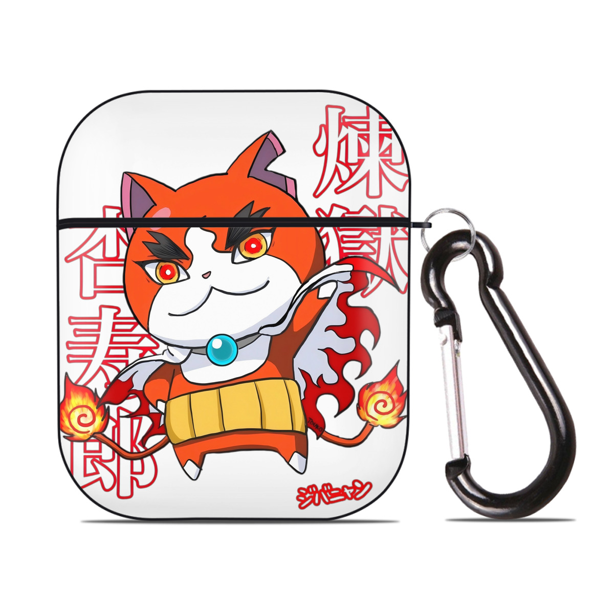 （画像用） 鬼滅の刃（きめつのやいば）炎柱-煉󠄁獄 杏寿郎／れんごく きょうじゅろう Rengoku Kyoujurou AirPods 第2世代保護ケース ハードシェル ブラック 耐衝撃・防指紋・カラビナ付き