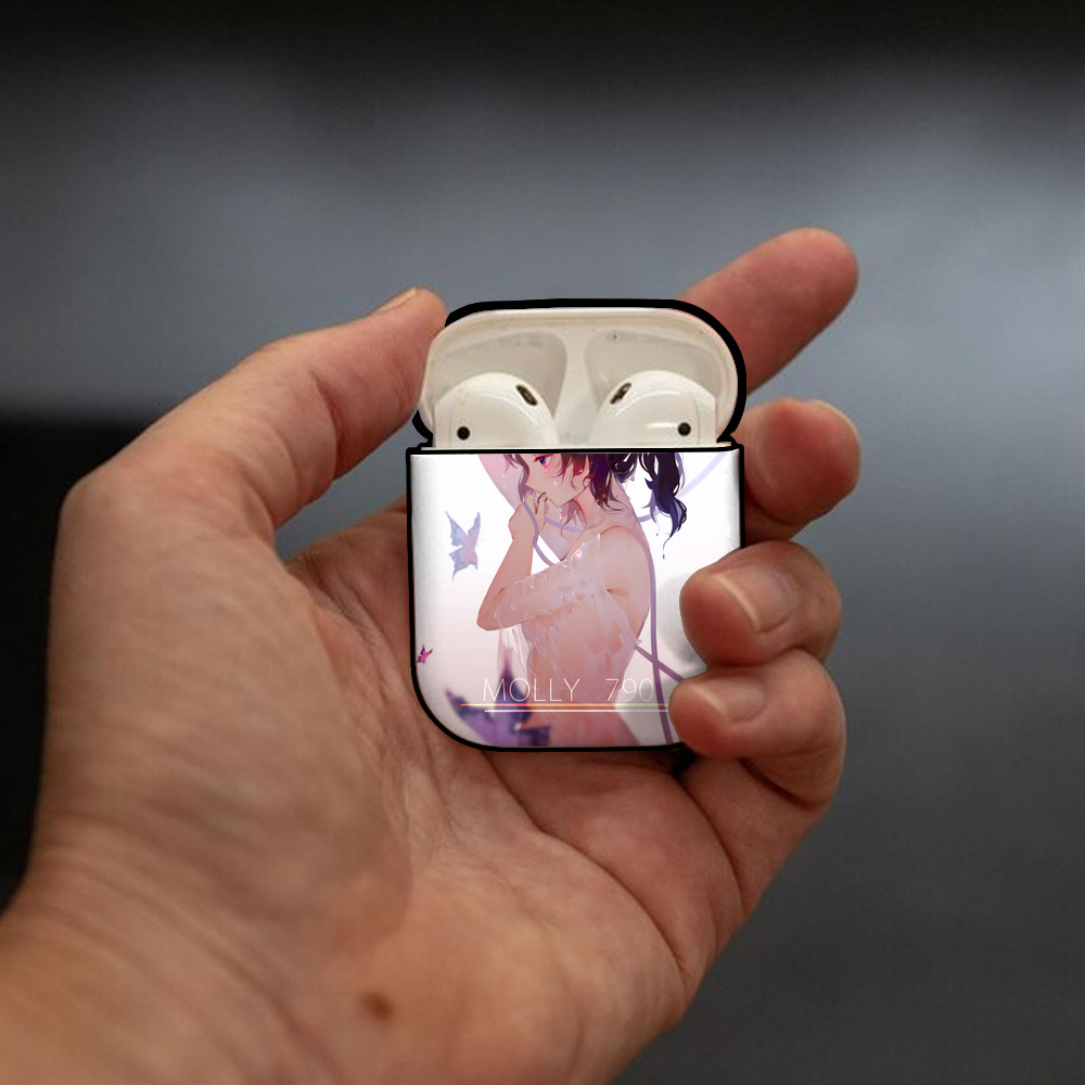 鬼滅の刃（きめつのやいば）蟲柱-胡蝶 しのぶ／こちょう しのぶ Kochou Shinobu AirPods 第2世代保護ケース ハードシェル ブラック 耐衝撃・防指紋・カラビナ付き