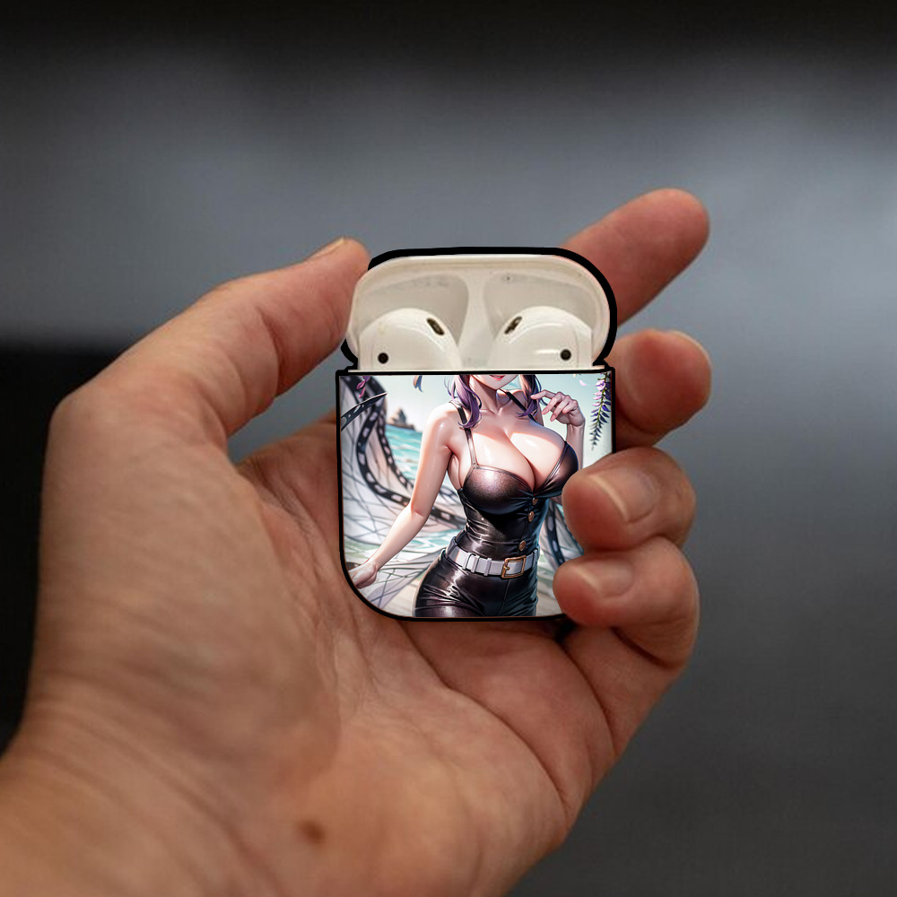 鬼滅の刃（きめつのやいば）蟲柱-胡蝶 しのぶ／こちょう しのぶ Kochou Shinobu AirPods 第2世代保護ケース ハードシェル ブラック 耐衝撃・防指紋・カラビナ付き