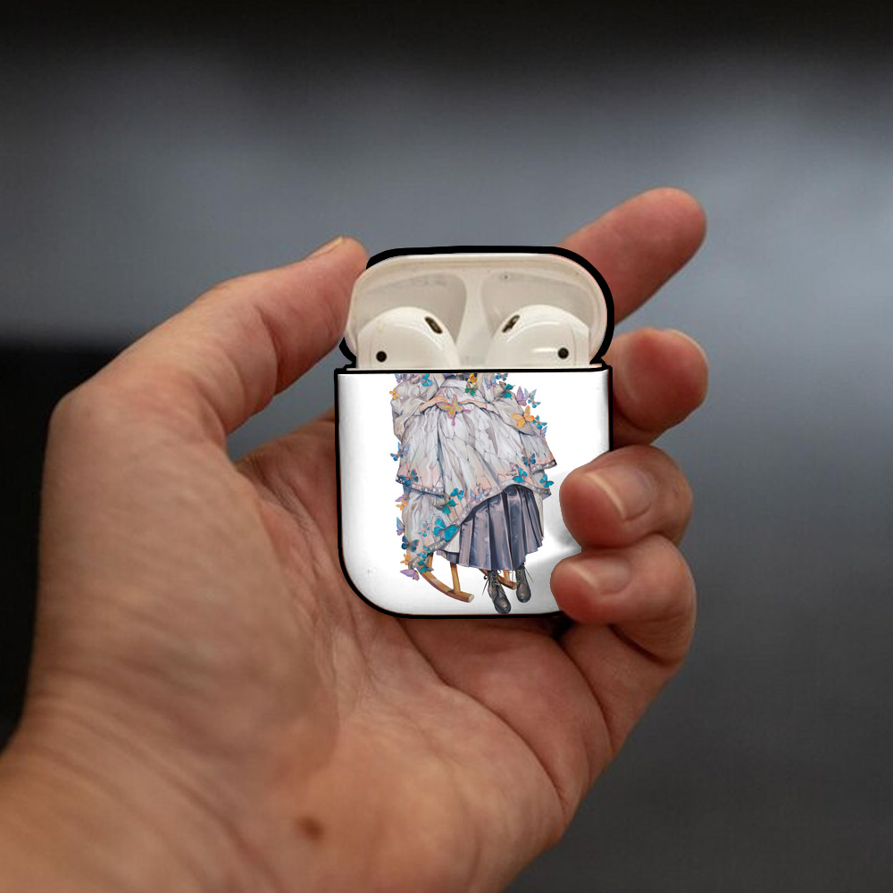 鬼滅の刃（きめつのやいば）蟲柱-胡蝶 しのぶ／こちょう しのぶ Kochou Shinobu AirPods 第2世代保護ケース ハードシェル ブラック 耐衝撃・防指紋・カラビナ付き