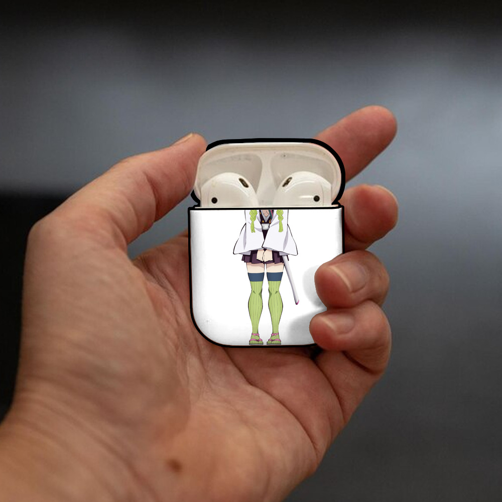 鬼滅の刃（きめつのやいば）恋柱-甘露寺 蜜璃／かんろじ みつり Kanroji Mitsuri AirPods 第2世代保護ケース ハードシェル ブラック 耐衝撃・防指紋・カラビナ付き