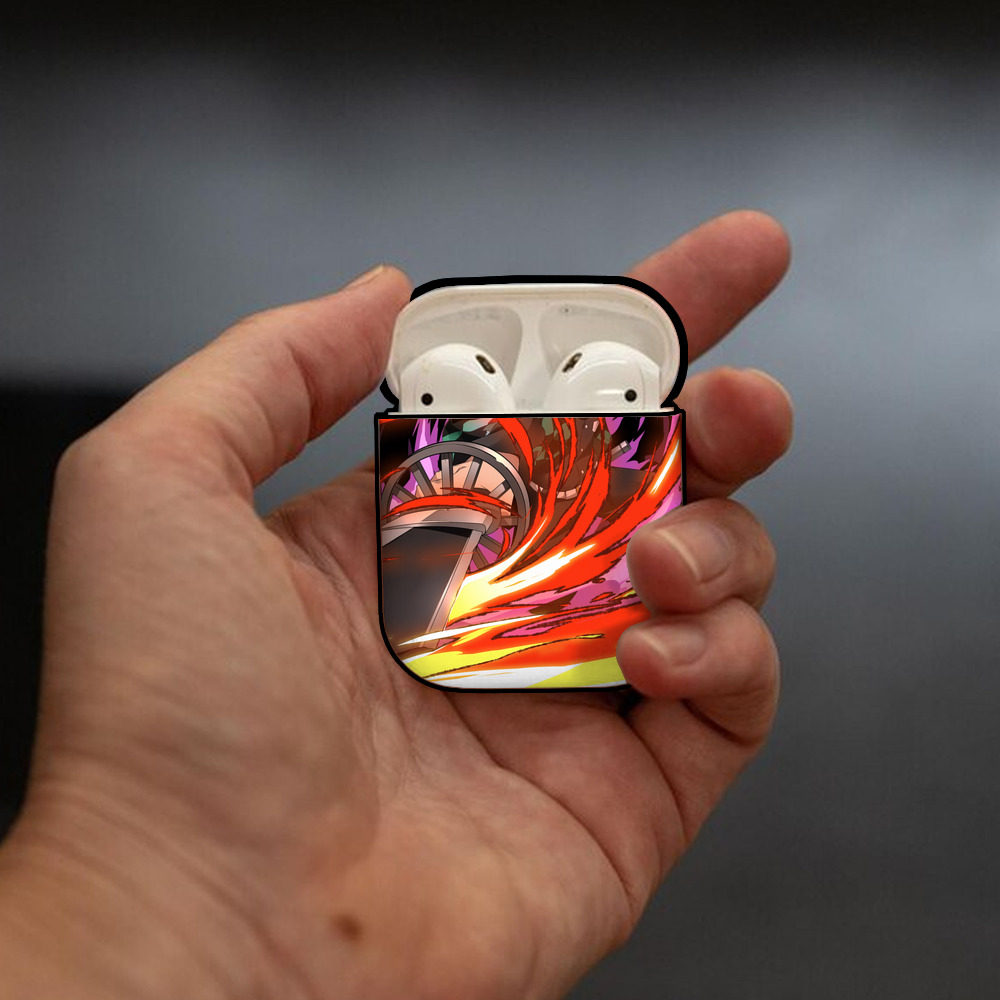 鬼滅の刃（きめつのやいば）竈門 炭治郎／かまど たんじろう Kamado Tanjirou AirPods 第2世代保護ケース ハードシェル ブラック 耐衝撃・防指紋・カラビナ付き