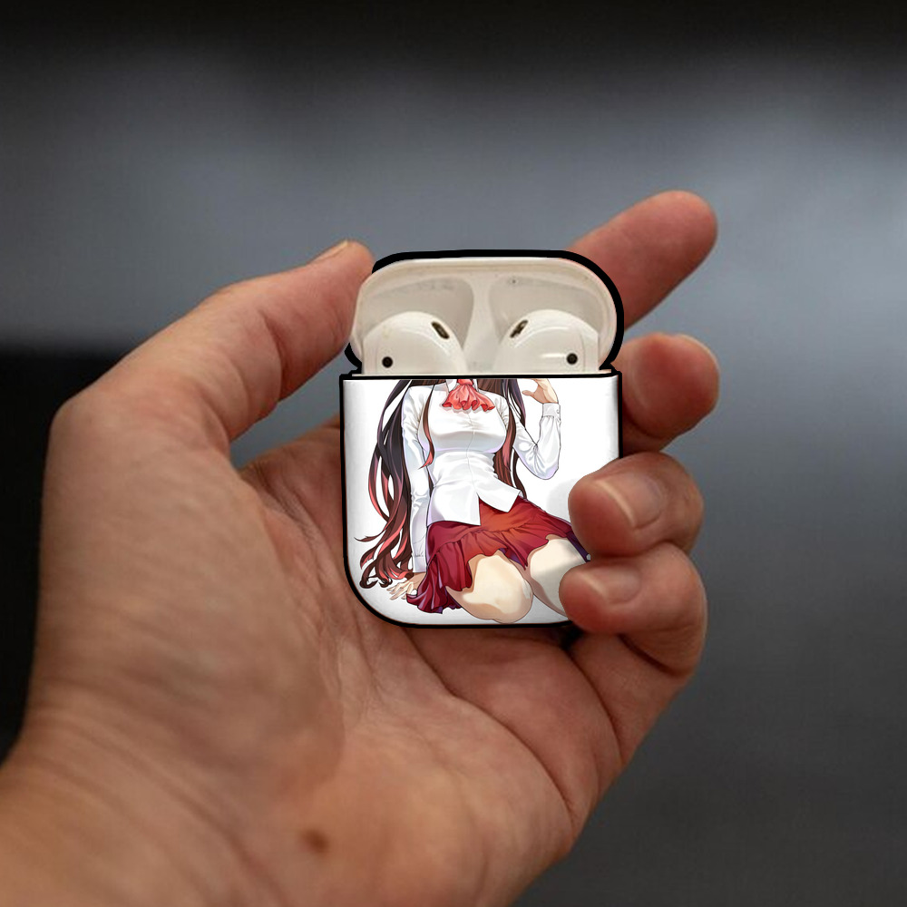鬼滅の刃（きめつのやいば）竈門 禰󠄀豆子／かまど ねずこ Kamado Nezuko AirPods 第2世代保護ケース ハードシェル ブラック 耐衝撃・防指紋・カラビナ付き