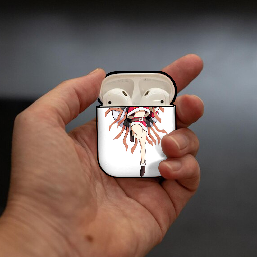 鬼滅の刃（きめつのやいば）竈門 禰󠄀豆子／かまど ねずこ Kamado Nezuko AirPods 第2世代保護ケース ハードシェル ブラック 耐衝撃・防指紋・カラビナ付き