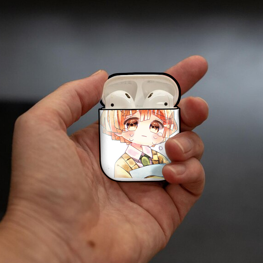 鬼滅の刃（きめつのやいば）我妻 善逸／あがつま ぜんいつ Agatsuma Zenitsu AirPods 第2世代保護ケース ハードシェル ブラック 耐衝撃・防指紋・カラビナ付き