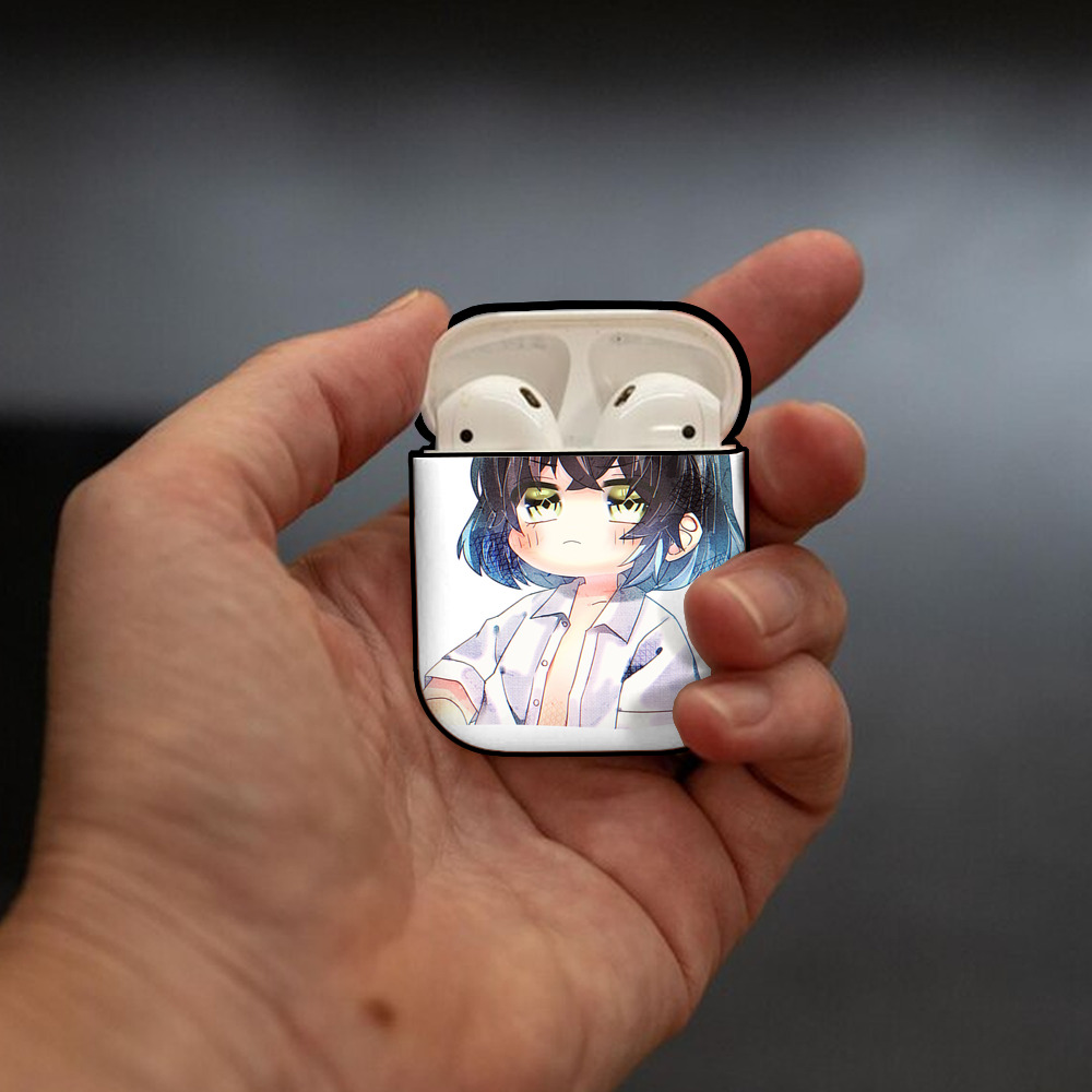 鬼滅の刃（きめつのやいば）嘴平 伊之助／はしびら いのすけ Hashibira Inosuke AirPods 第2世代保護ケース ハードシェル ブラック 耐衝撃・防指紋・カラビナ付き