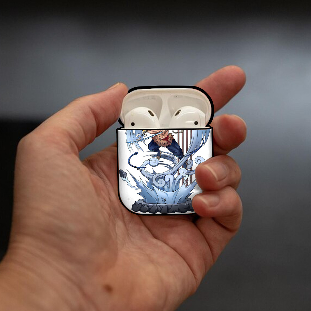 鬼滅の刃（きめつのやいば）嘴平 伊之助／はしびら いのすけ Hashibira Inosuke AirPods 第2世代保護ケース ハードシェル ブラック 耐衝撃・防指紋・カラビナ付き