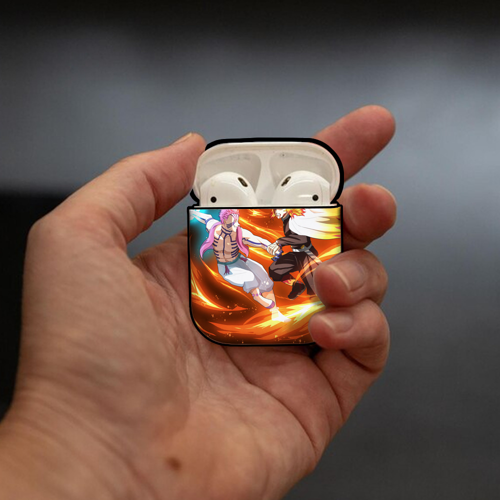 炎柱-煉󠄁獄 杏寿郎／れんごく きょうじゅろう Rengoku Kyoujurou AirPods 第2世代保護ケース ハードシェル ブラック 耐衝撃・防指紋・カラビナ付き