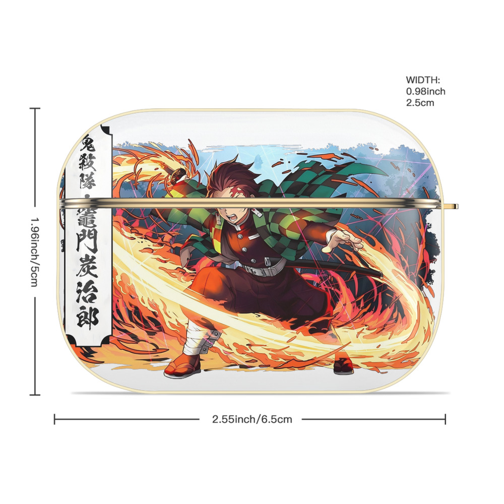 鬼滅の刃 竈門 炭治郎／かまど たんじろう Kamado Tanjirou 【AirPods Pro用】ハードシェル保護ケース｜耐衝撃・防指紋・カラビナ付き商品仕様