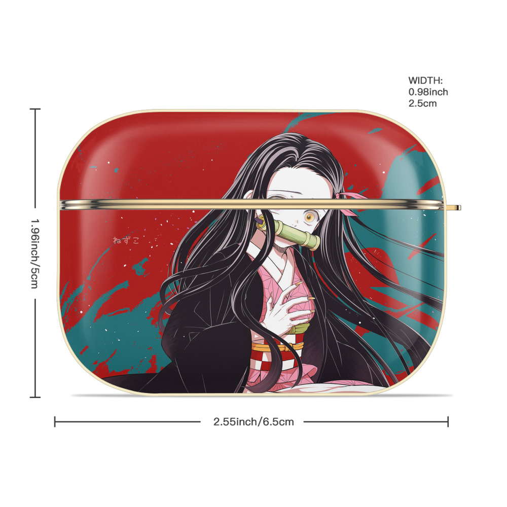 鬼滅の刃（きめつのやいば）竈門 禰󠄀豆子／かまど ねずこ Kamado Nezuko 【AirPods Pro用】ハードシェル保護ケース｜耐衝撃・防指紋・カラビナ付き商品仕様