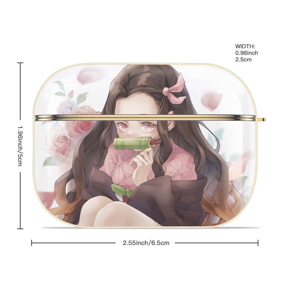 鬼滅の刃（きめつのやいば）竈門 禰󠄀豆子／かまど ねずこ Kamado Nezuko 【AirPods Pro用】ハードシェル保護ケース｜耐衝撃・防指紋・カラビナ付き商品仕様