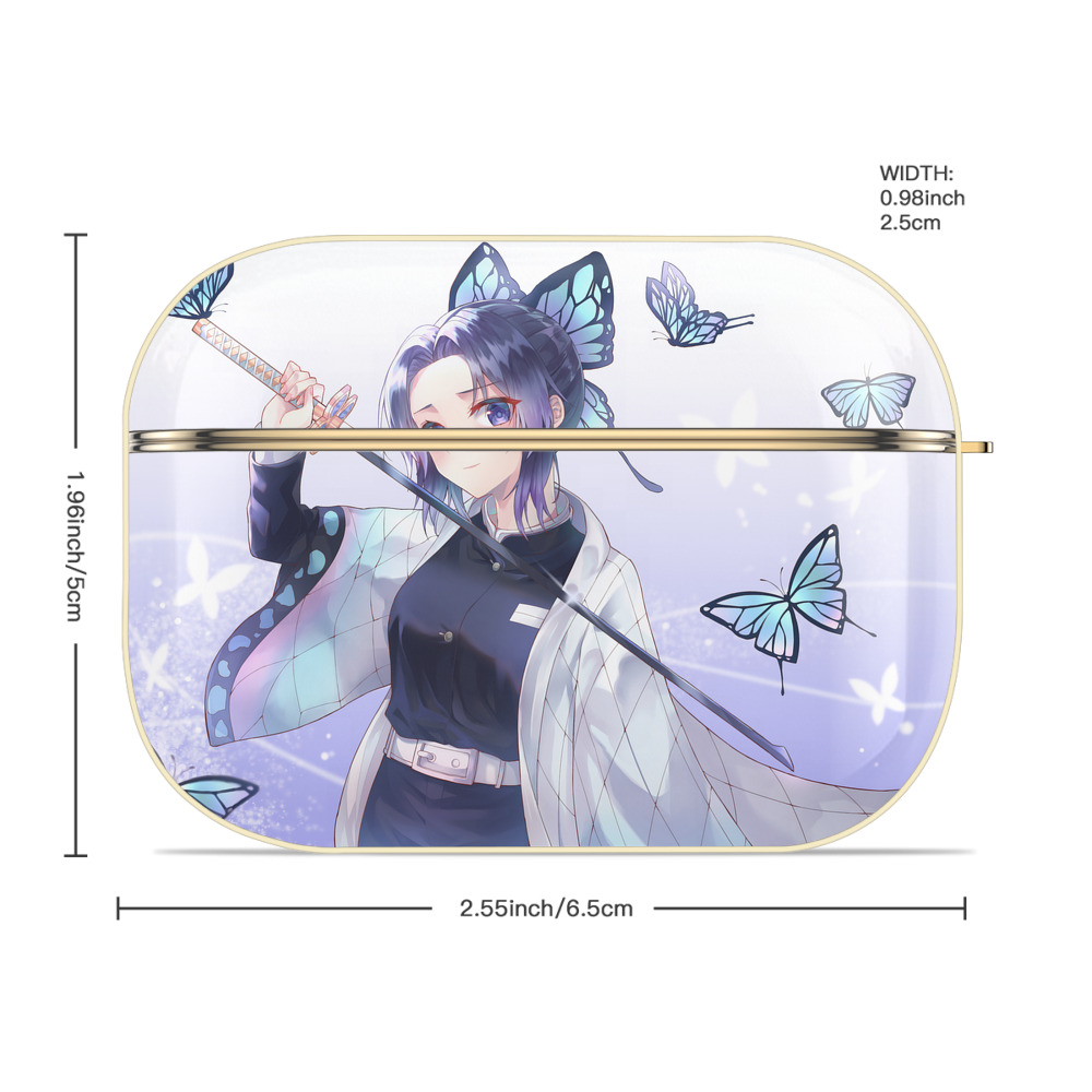 鬼滅の刃（きめつのやいば）蟲柱-胡蝶 しのぶ／こちょう しのぶ Kochou Shinobu 【AirPods Pro用】ハードシェル保護ケース｜耐衝撃・防指紋・カラビナ付き商品仕様