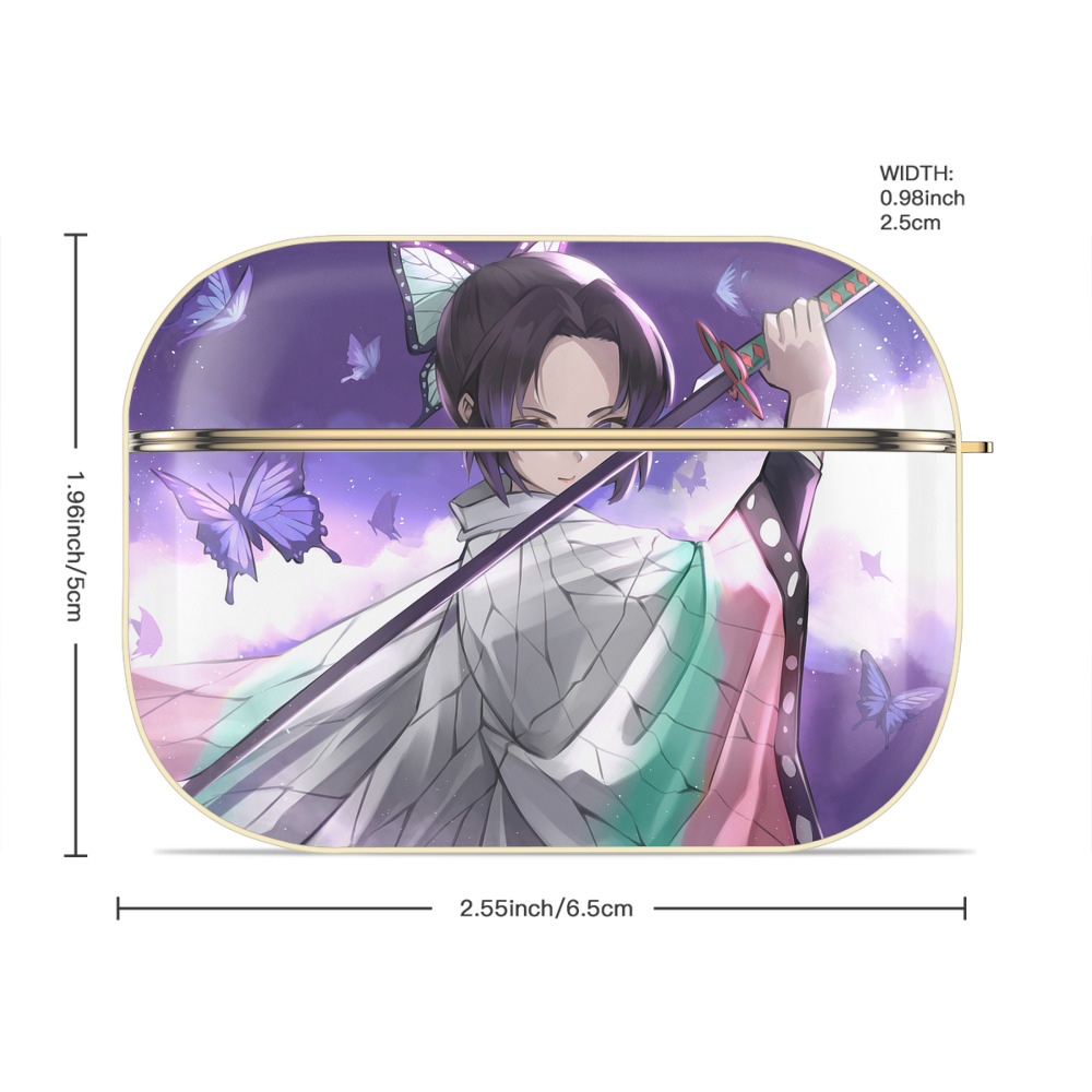 鬼滅の刃（きめつのやいば）蟲柱-胡蝶 しのぶ／こちょう しのぶ Kochou Shinobu 【AirPods Pro用】ハードシェル保護ケース｜耐衝撃・防指紋・カラビナ付き商品仕様