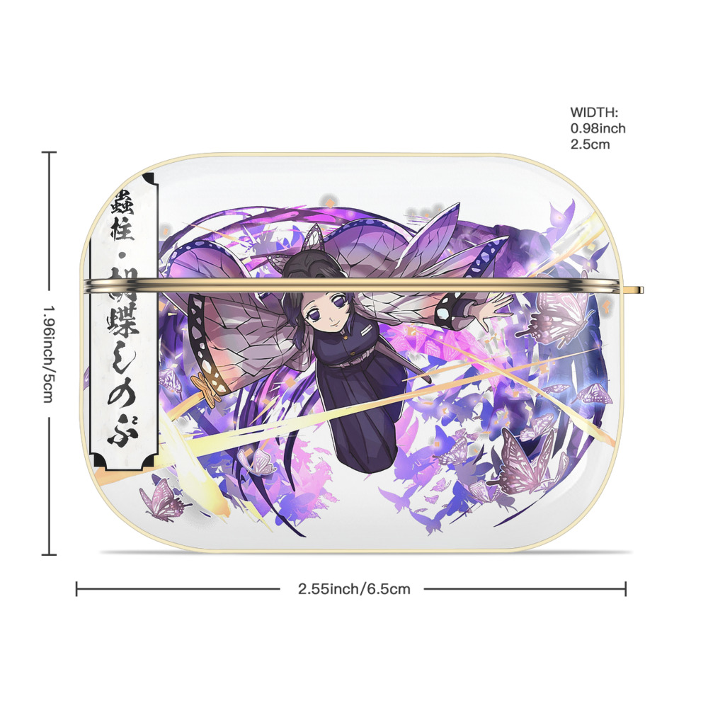 鬼滅の刃（きめつのやいば）蟲柱-胡蝶 しのぶ／こちょう しのぶ Kochou Shinobu 【AirPods Pro用】ハードシェル保護ケース｜耐衝撃・防指紋・カラビナ付き商品仕様