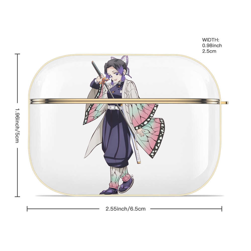 鬼滅の刃（きめつのやいば）蟲柱-胡蝶 しのぶ／こちょう しのぶ Kochou Shinobu 【AirPods Pro用】ハードシェル保護ケース｜耐衝撃・防指紋・カラビナ付き商品仕様