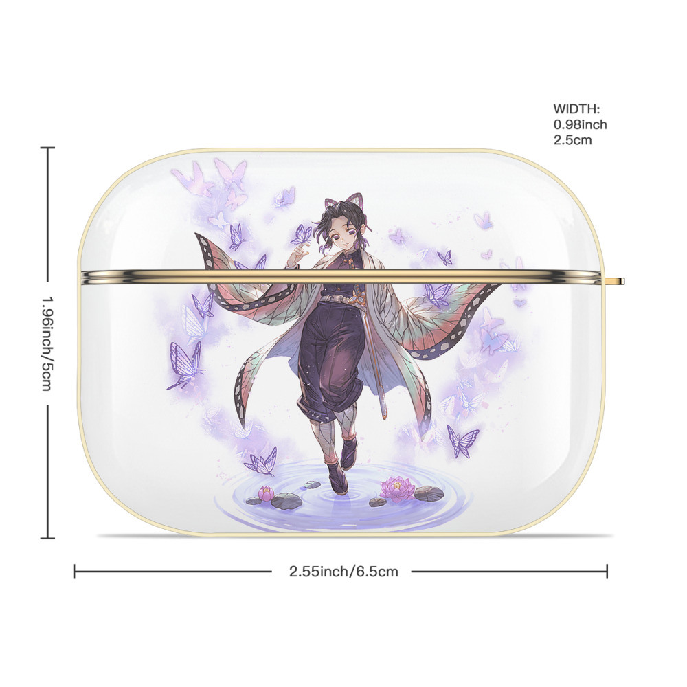 鬼滅の刃（きめつのやいば）蟲柱-胡蝶 しのぶ／こちょう しのぶ Kochou Shinobu 【AirPods Pro用】ハードシェル保護ケース｜耐衝撃・防指紋・カラビナ付き商品仕様