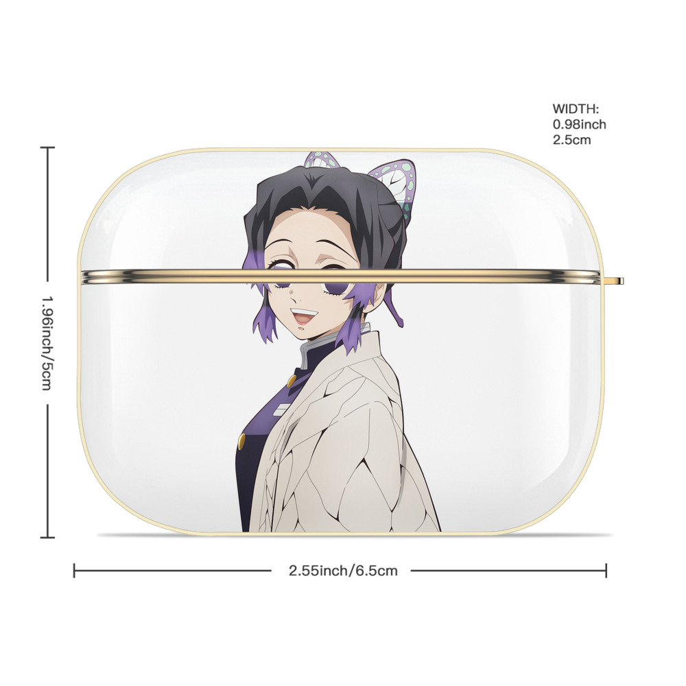 鬼滅の刃（きめつのやいば）蟲柱-胡蝶 しのぶ／こちょう しのぶ Kochou Shinobu 【AirPods Pro用】ハードシェル保護ケース｜耐衝撃・防指紋・カラビナ付き商品仕様