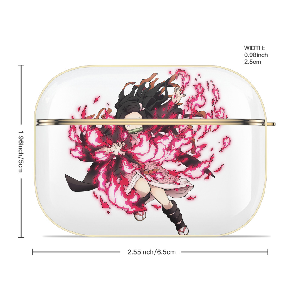 鬼滅の刃（きめつのやいば）竈門 禰󠄀豆子／かまど ねずこ Kamado Nezuko 【AirPods Pro用】ハードシェル保護ケース｜耐衝撃・防指紋・カラビナ付き商品仕様