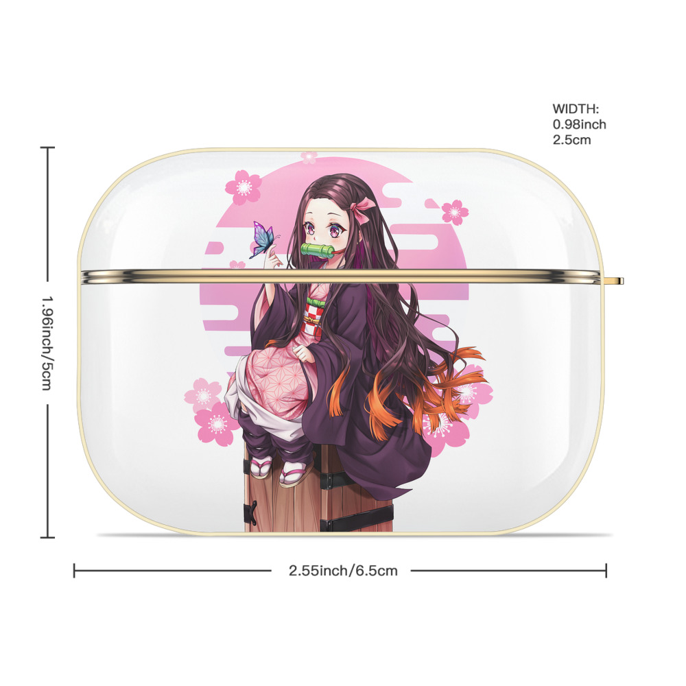 鬼滅の刃（きめつのやいば）竈門 禰󠄀豆子／かまど ねずこ Kamado Nezuko 【AirPods Pro用】ハードシェル保護ケース｜耐衝撃・防指紋・カラビナ付き商品仕様