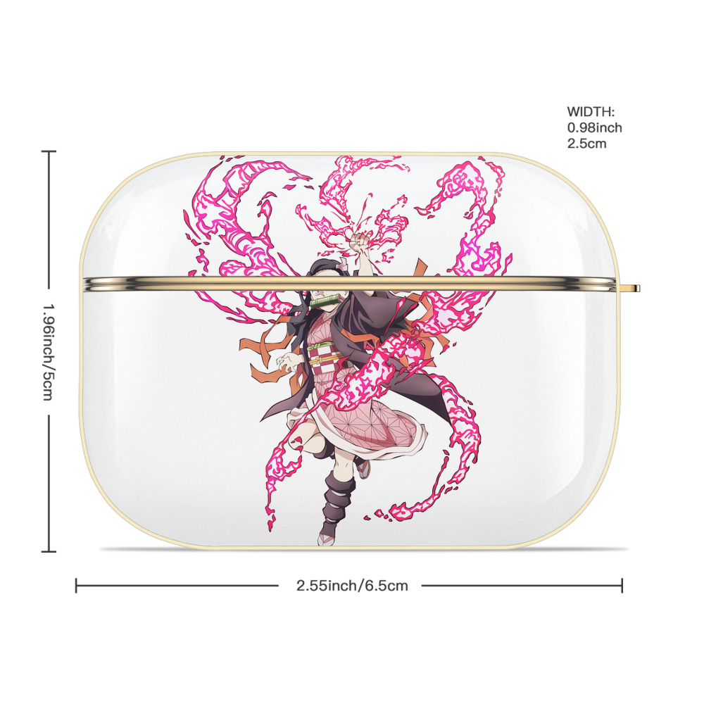 鬼滅の刃（きめつのやいば）竈門 禰󠄀豆子／かまど ねずこ Kamado Nezuko 【AirPods Pro用】ハードシェル保護ケース｜耐衝撃・防指紋・カラビナ付き商品仕様