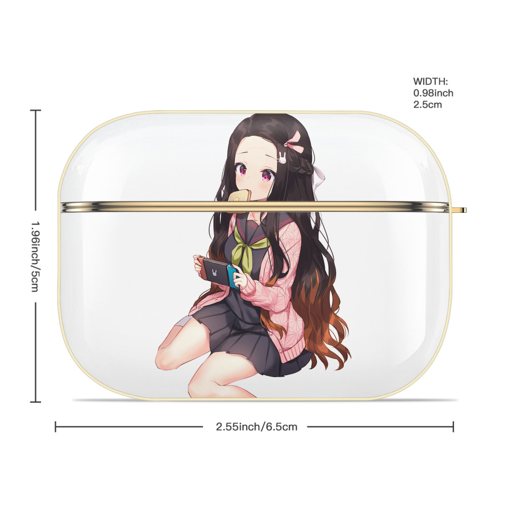 鬼滅の刃（きめつのやいば）竈門 禰󠄀豆子／かまど ねずこ Kamado Nezuko 【AirPods Pro用】ハードシェル保護ケース｜耐衝撃・防指紋・カラビナ付き商品仕様