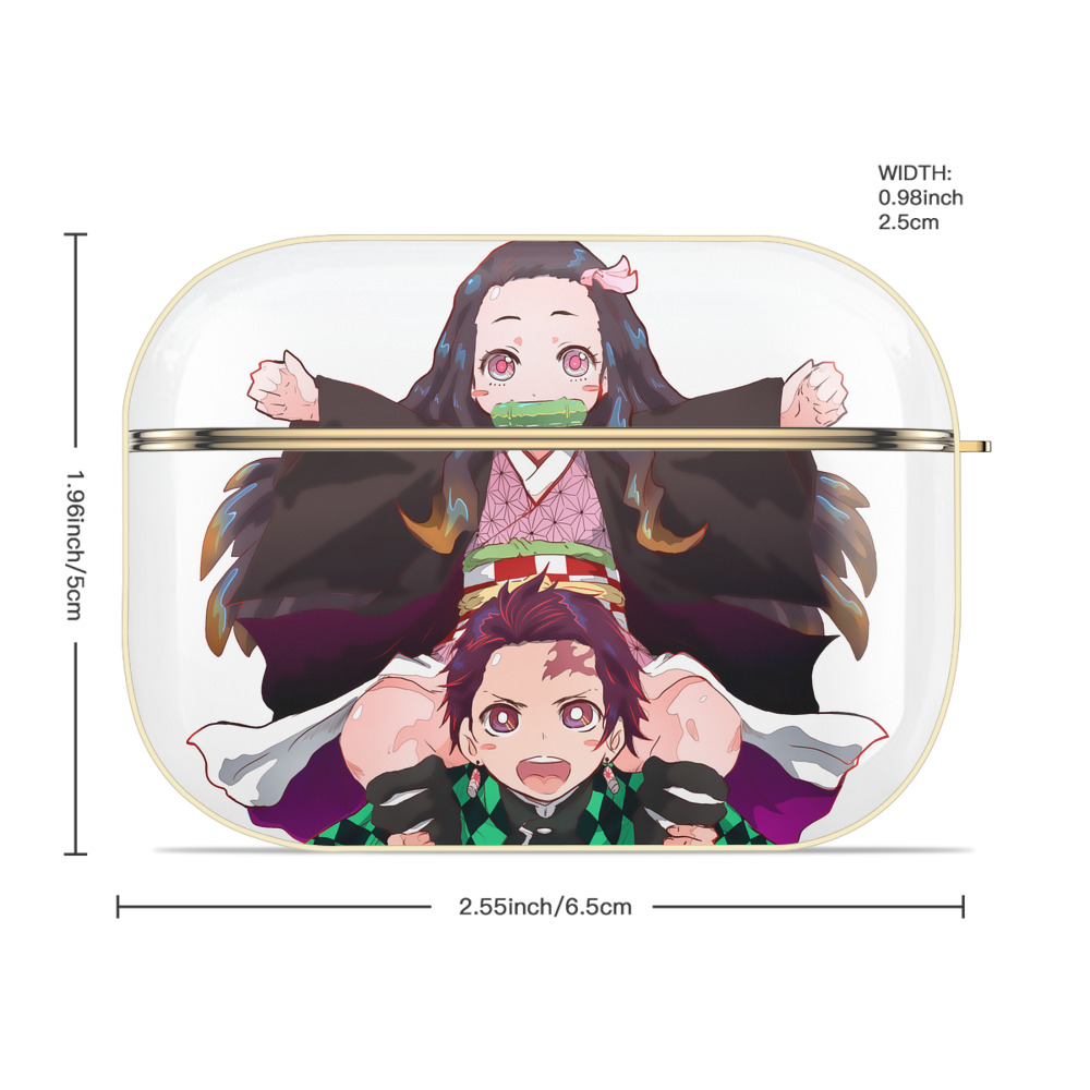 鬼滅の刃（きめつのやいば）竈門 禰󠄀豆子／かまど ねずこ Kamado Nezuko 【AirPods Pro用】ハードシェル保護ケース｜耐衝撃・防指紋・カラビナ付き商品仕様