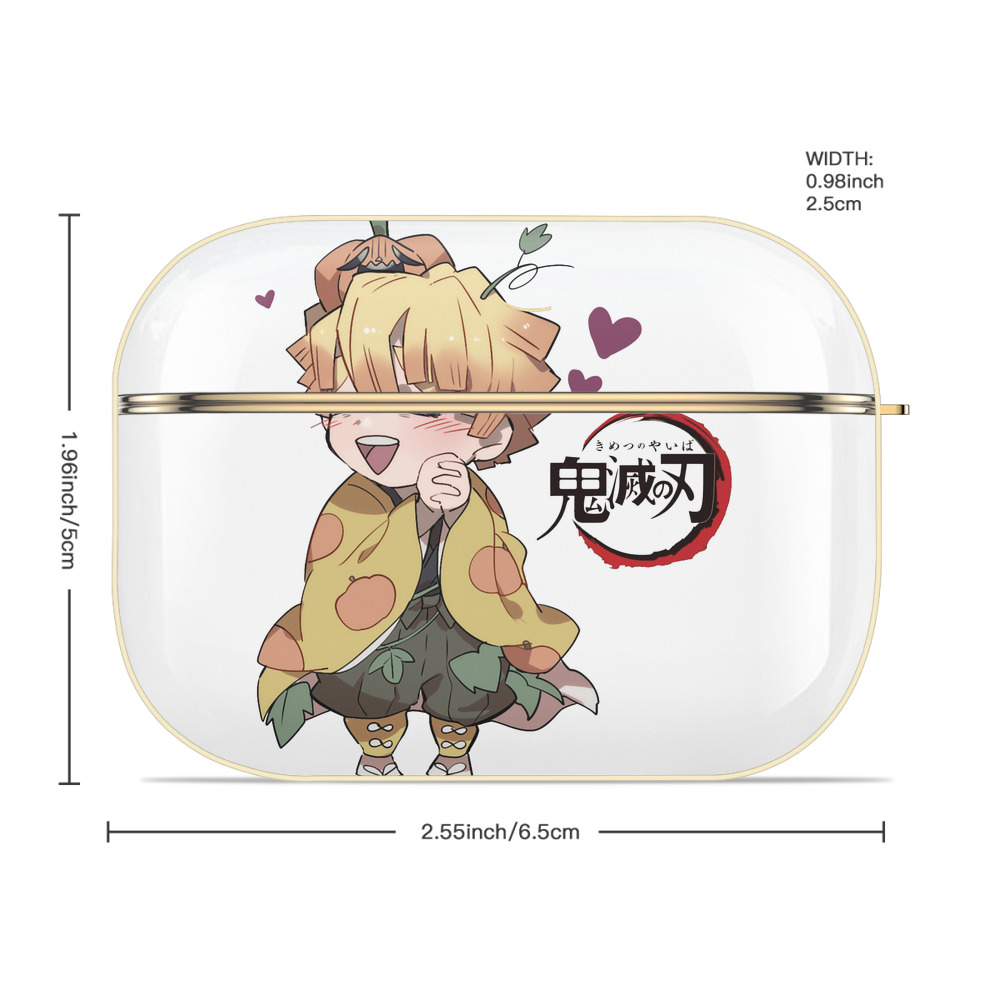 鬼滅の刃（きめつのやいば）我妻 善逸／あがつま ぜんいつ Agatsuma Zenitsu 【AirPods Pro用】ハードシェル保護ケース｜耐衝撃・防指紋・カラビナ付き商品仕様