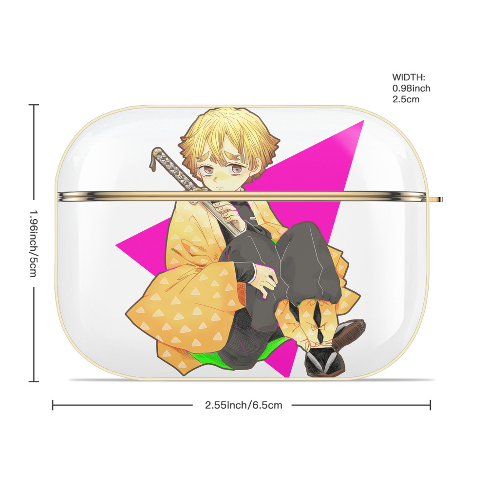 鬼滅の刃（きめつのやいば）我妻 善逸／あがつま ぜんいつ Agatsuma Zenitsu 【AirPods Pro用】ハードシェル保護ケース｜耐衝撃・防指紋・カラビナ付き商品仕様